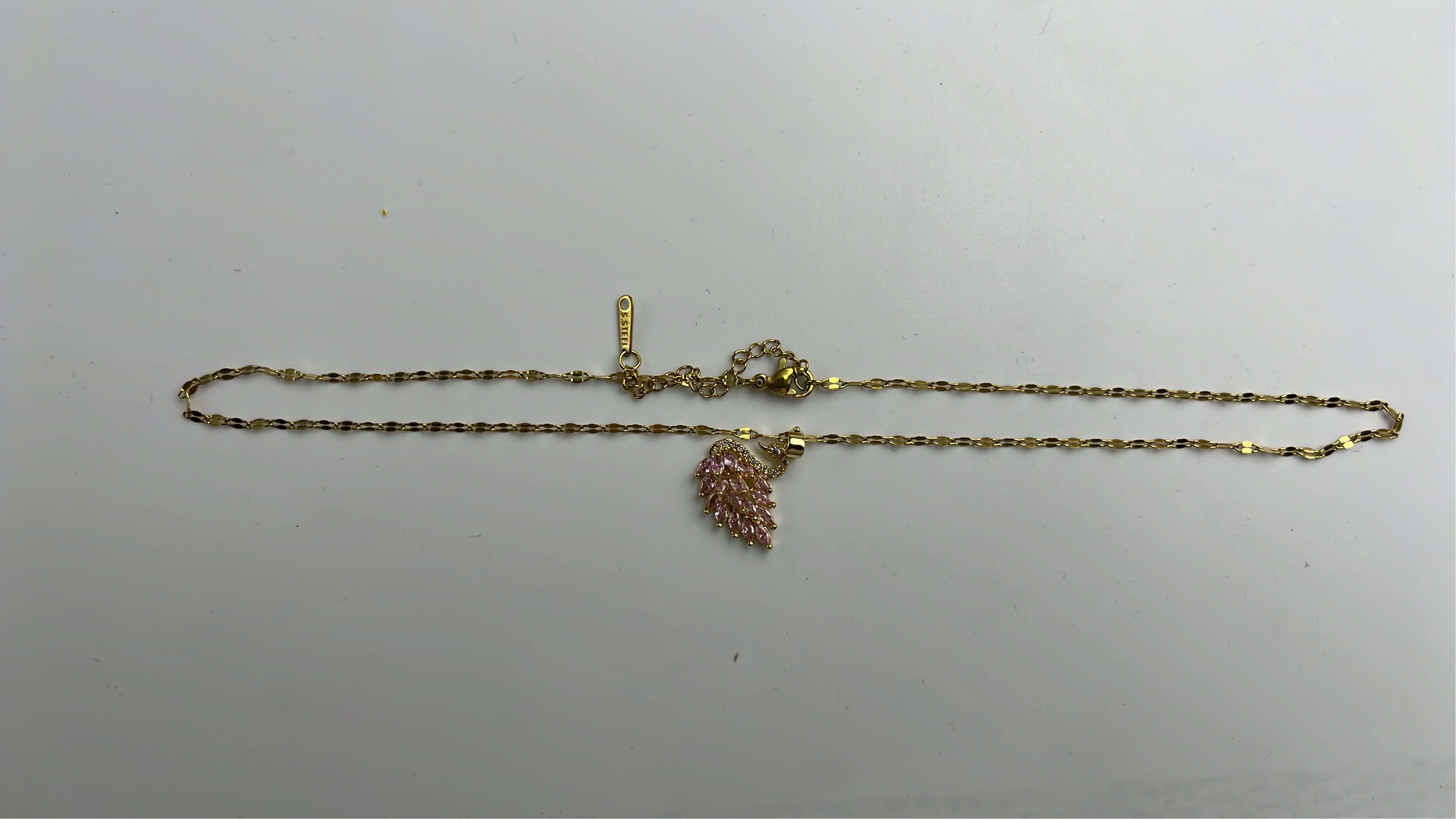 Black Swan Pendant Necklace with Rhinestones - Elegant Gold Chain Jewelry