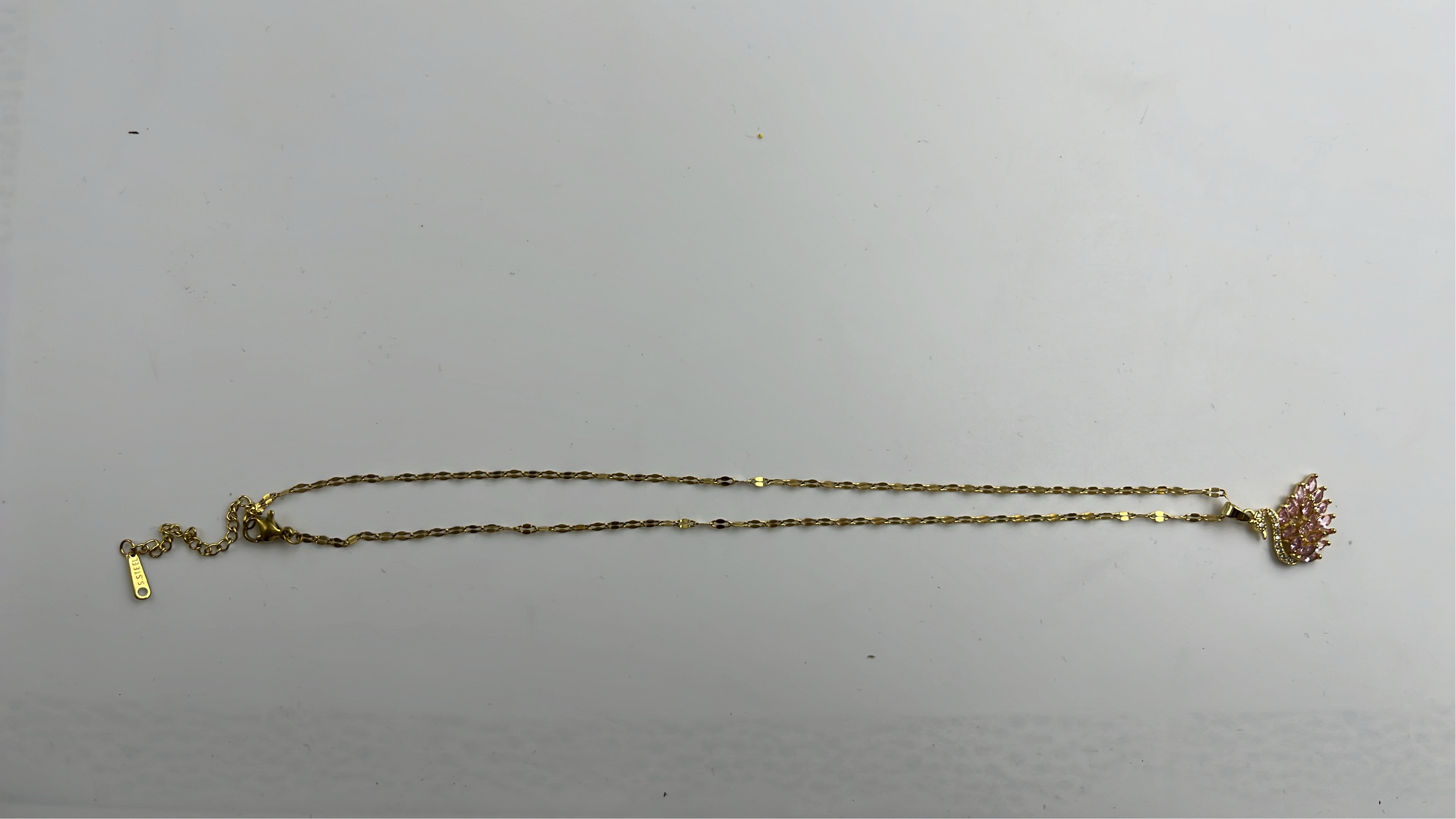 Black Swan Pendant Necklace with Rhinestones - Elegant Gold Chain Jewelry