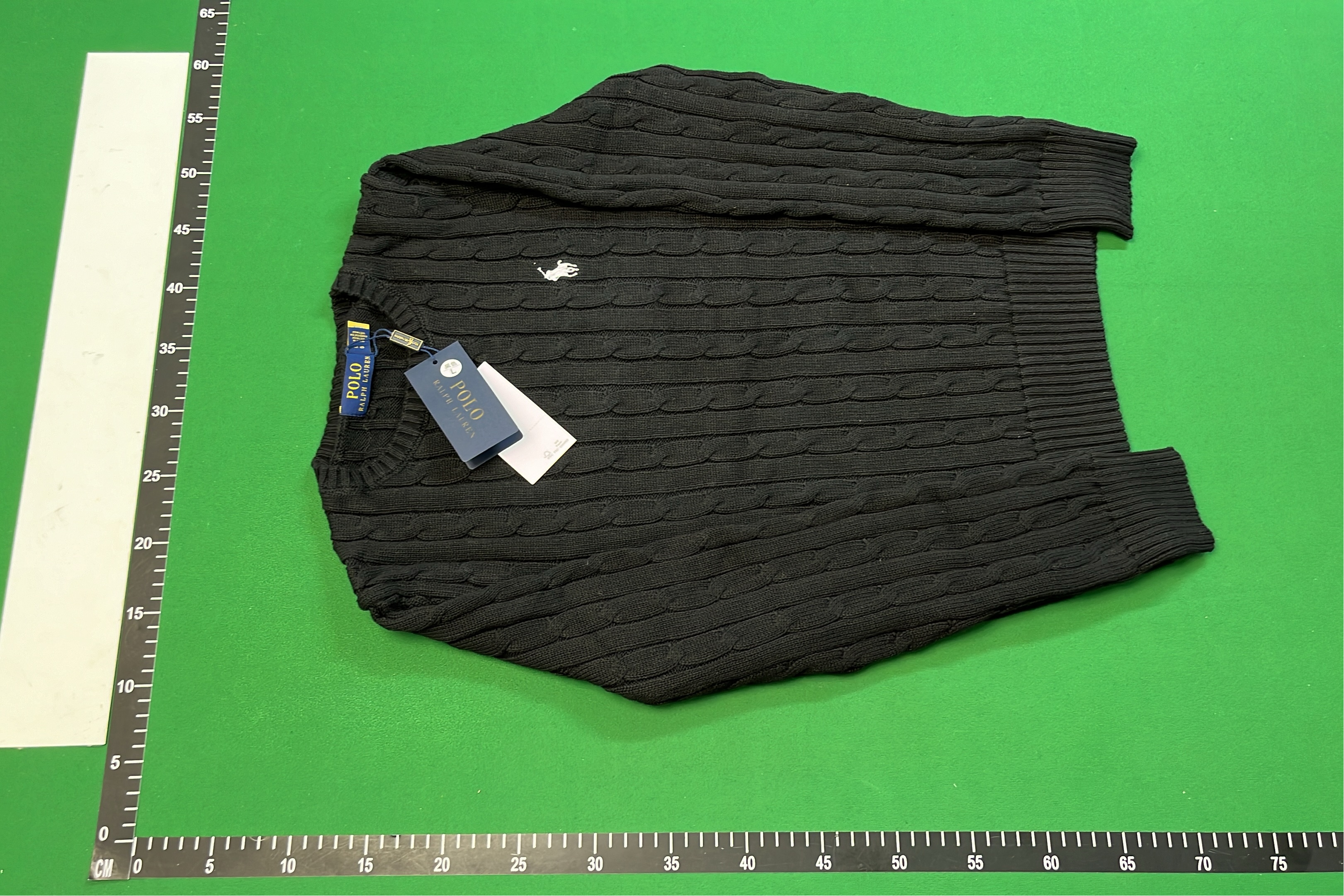 Men's Gray Cable Knit Sweater with Pony Logo