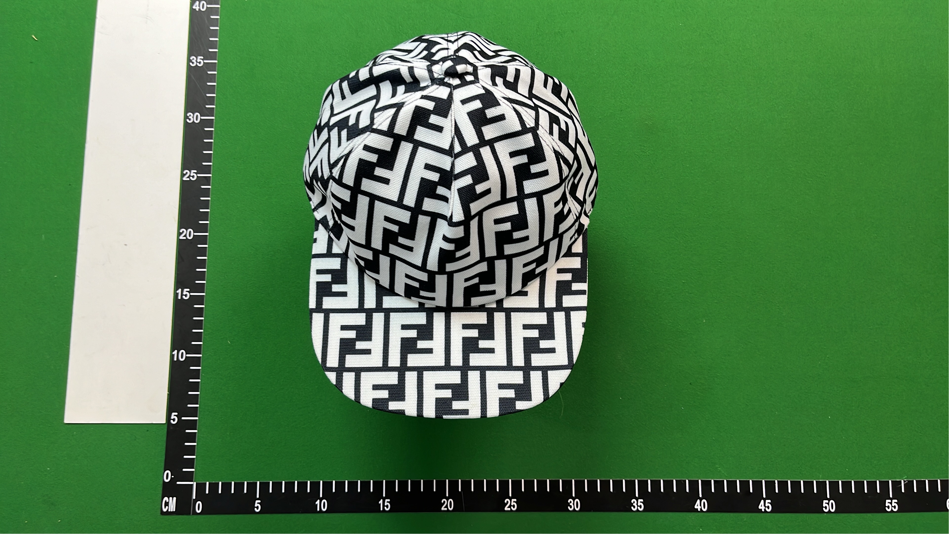 Fendi FF Logo Print Beanie Hat - Black and White