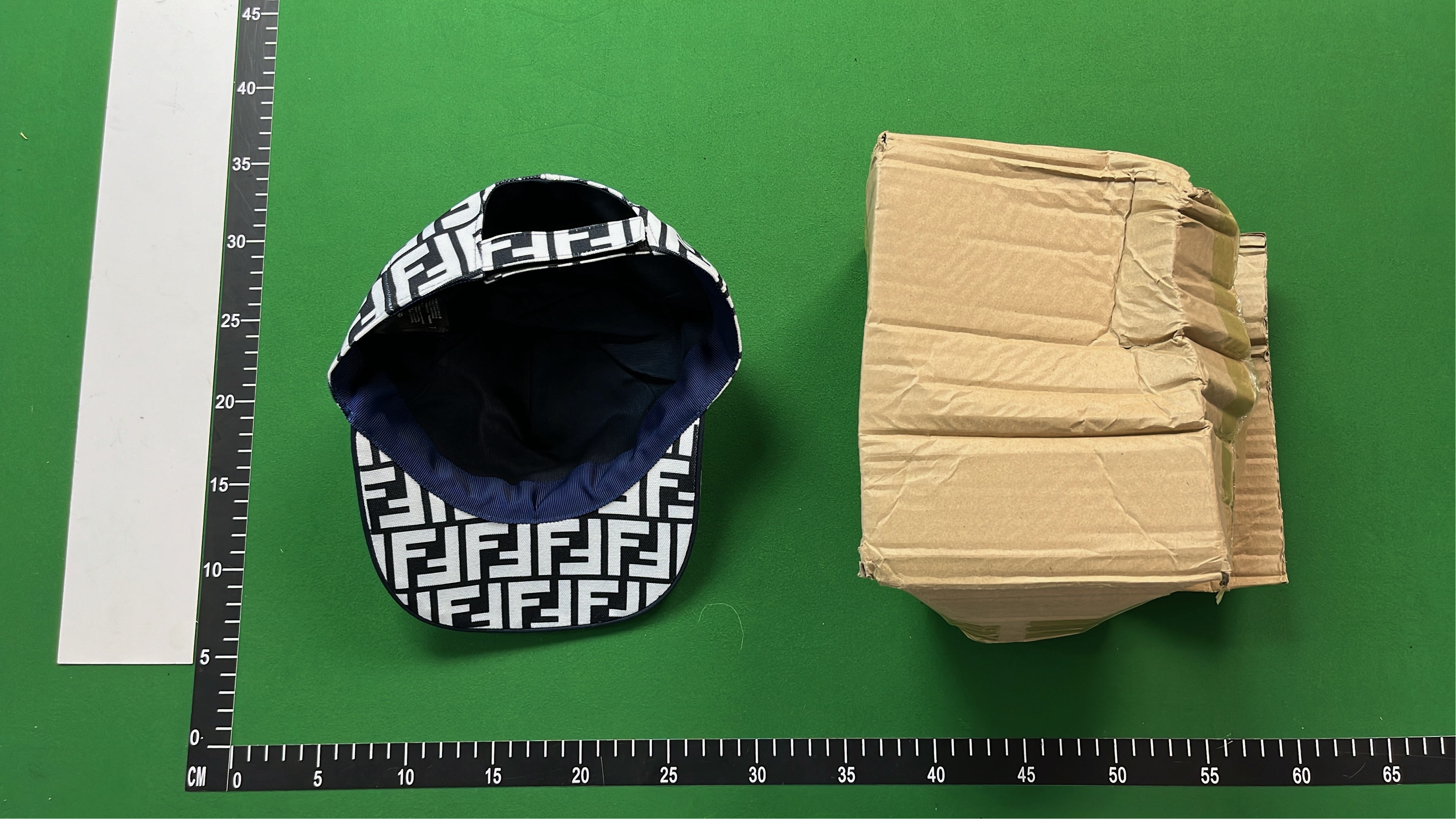 Fendi FF Logo Print Beanie Hat - Black and White