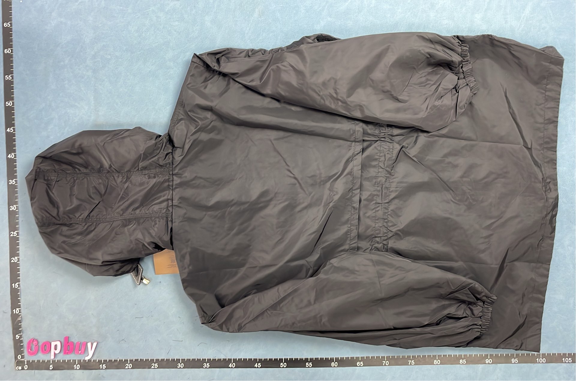 Black Hooded Rain Jacket with Check Lining