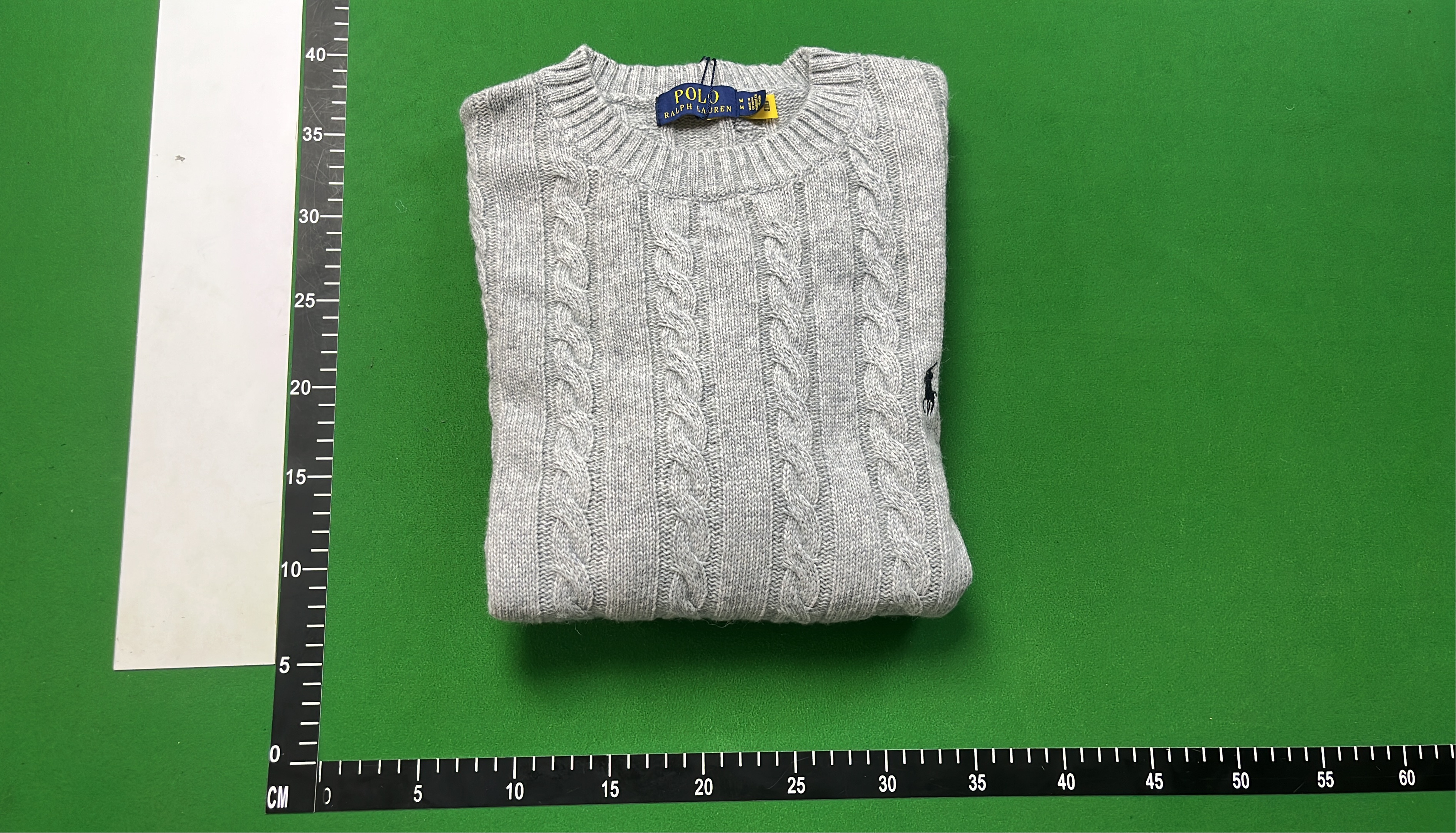Men's Navy Cable Knit Sweater with Red Pony Logo