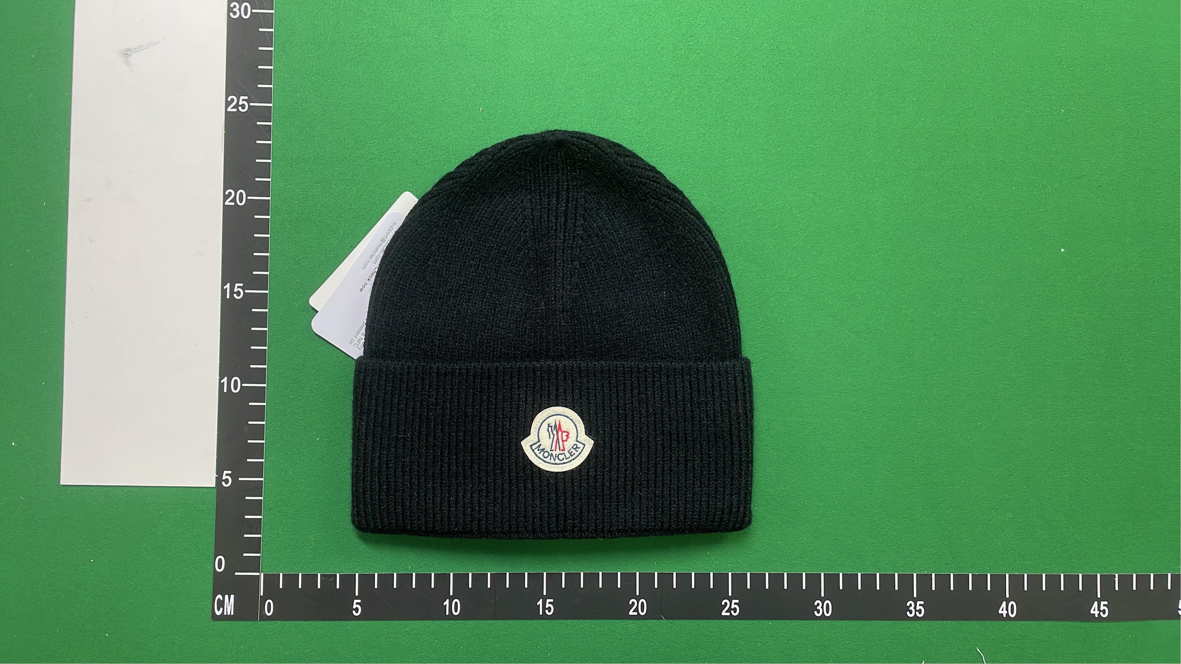 Moncler Black Knit Beanie Hat with Logo Patch