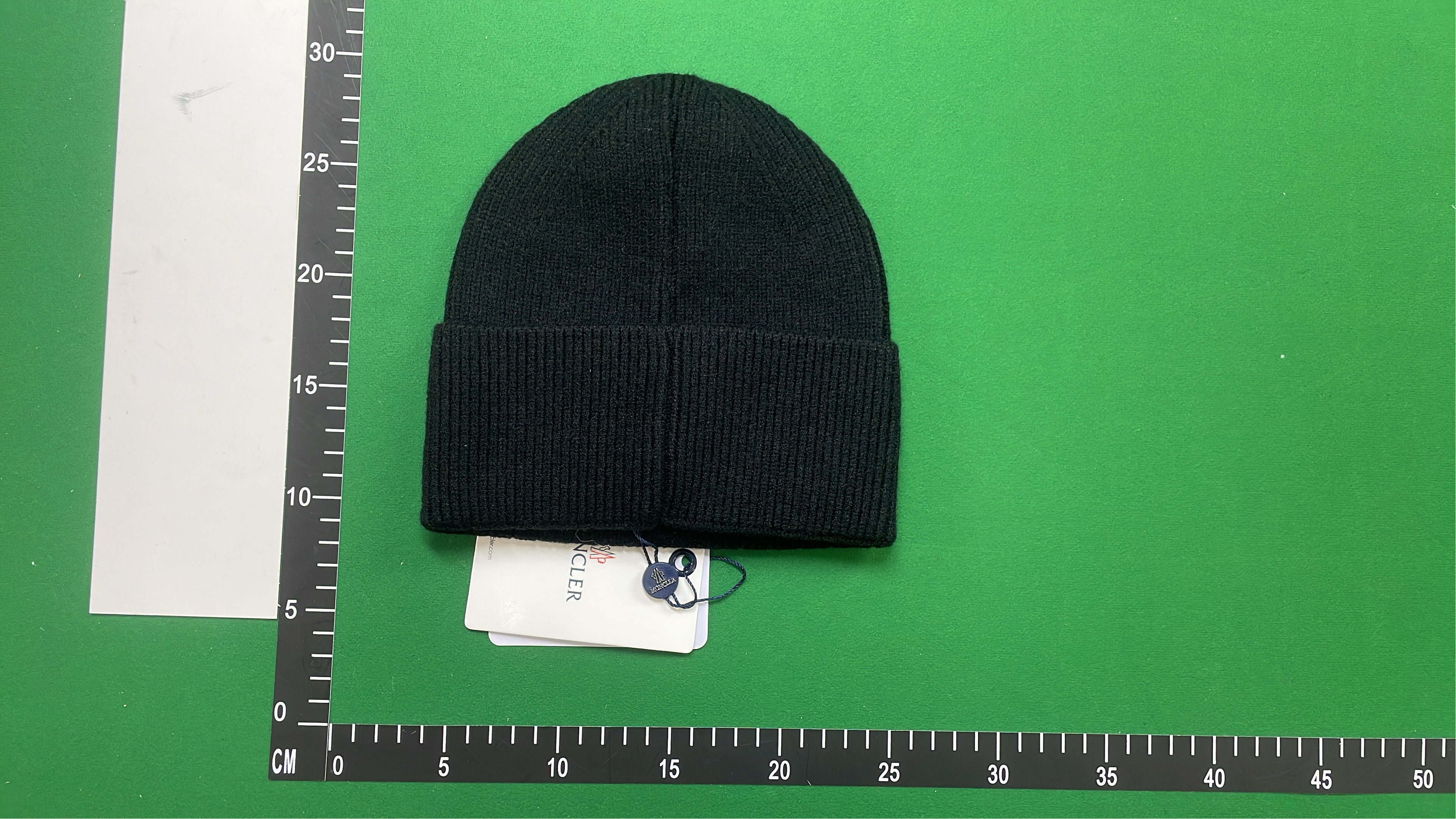 Moncler Black Knit Beanie Hat with Logo Patch