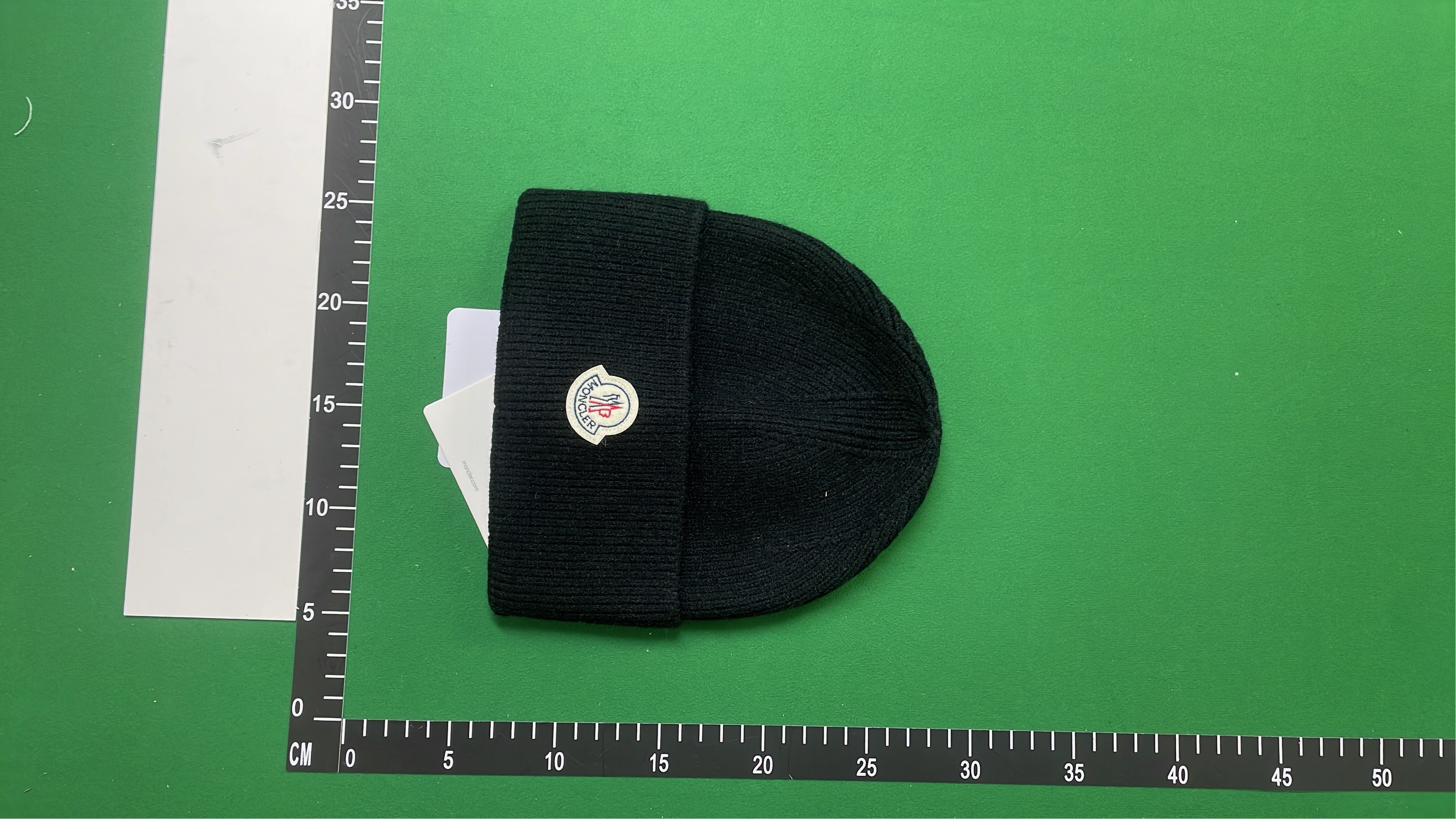 Moncler Black Knit Beanie Hat with Logo Patch