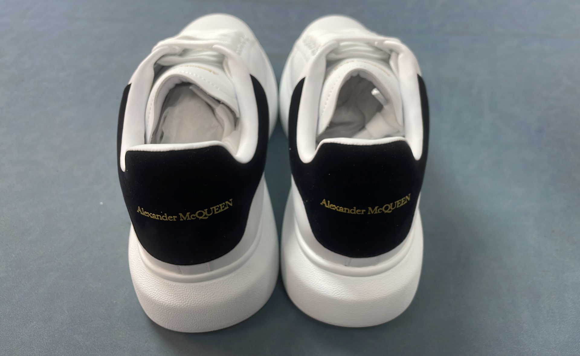 Alexander McQueen White Leather Sneakers with Thick Sole