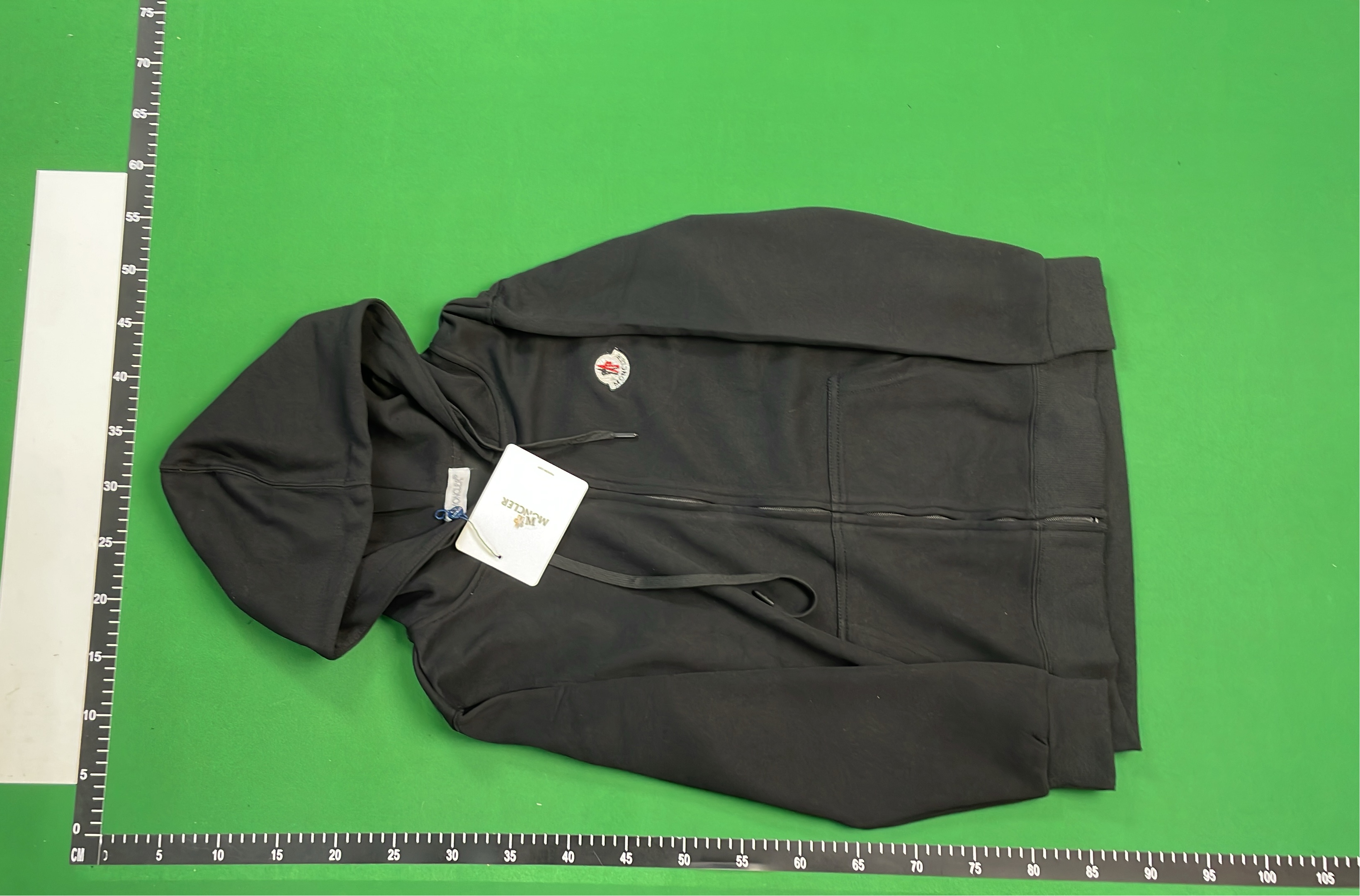 Moncler Black Zip-Up Hoodie with Logo Patch