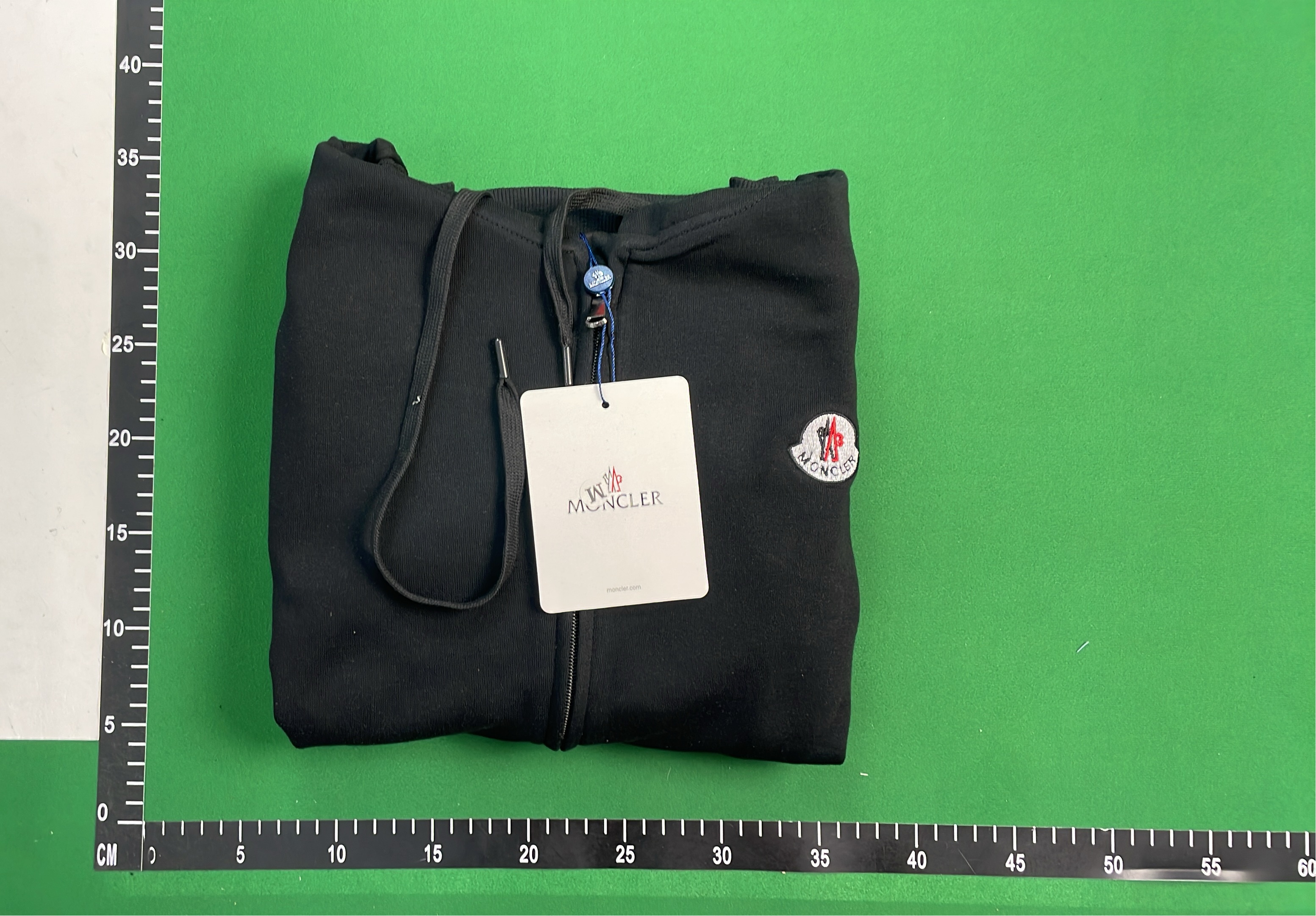 Moncler Black Zip-Up Hoodie with Logo Patch