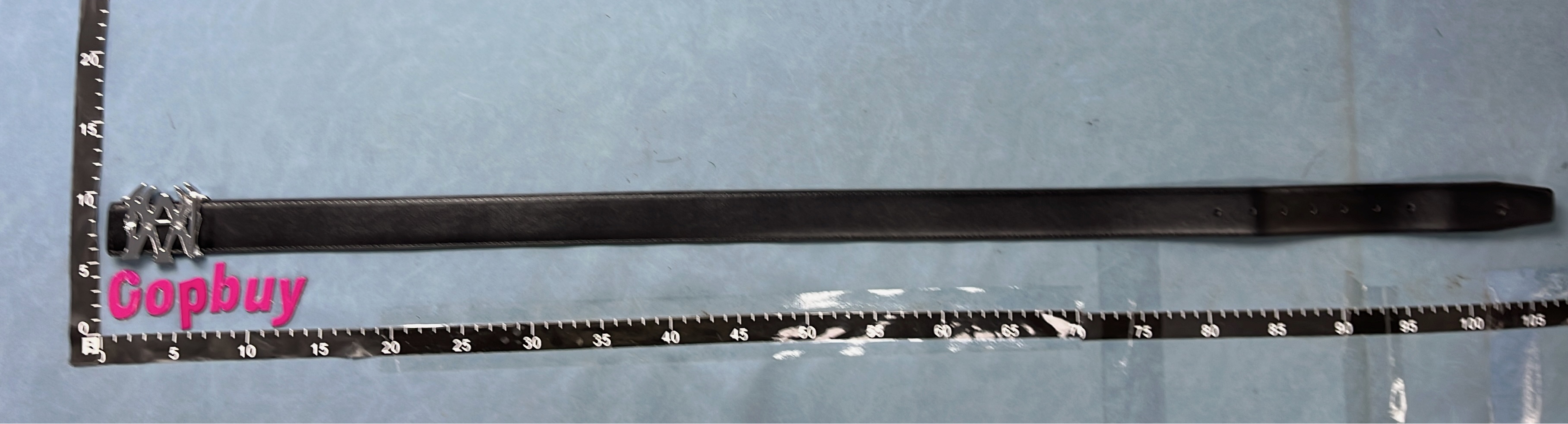 AMIRI Black Leather Belt with Logo Buckle