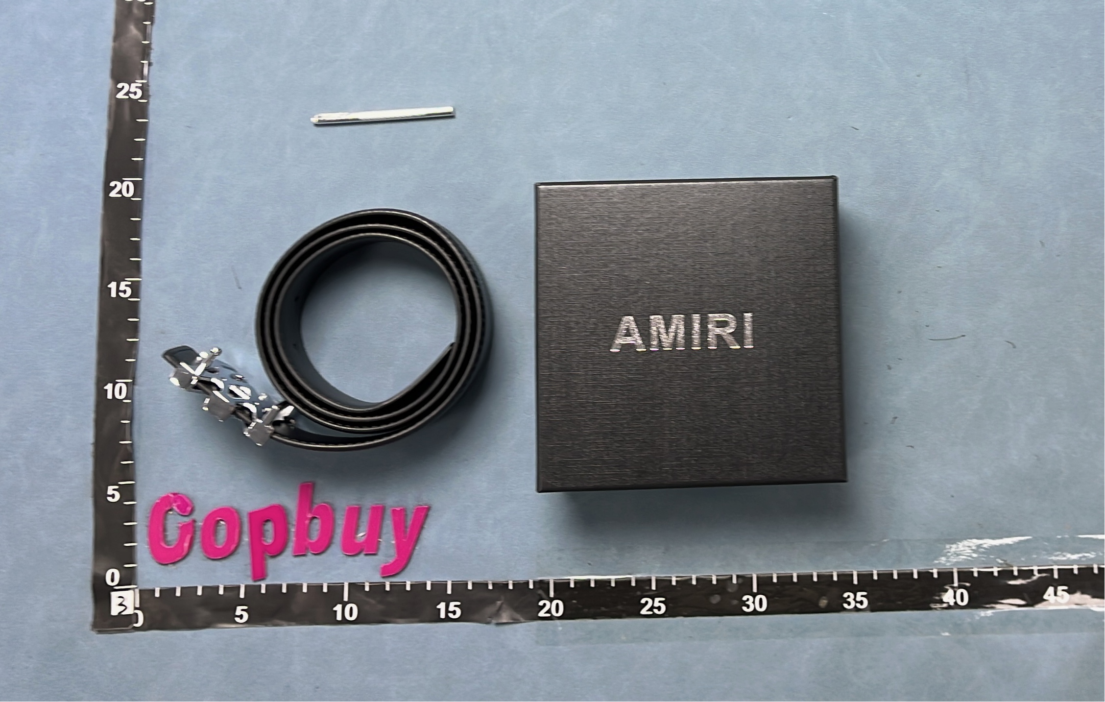AMIRI Black Leather Belt with Logo Buckle