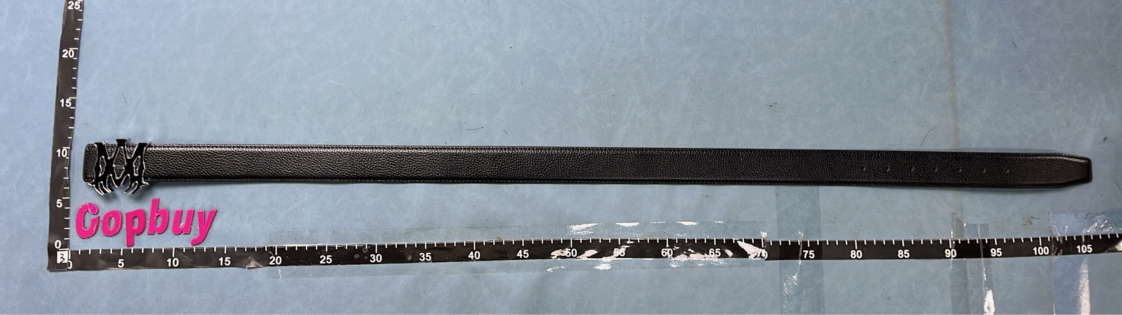 AMIRI Black Leather Belt with Logo Buckle