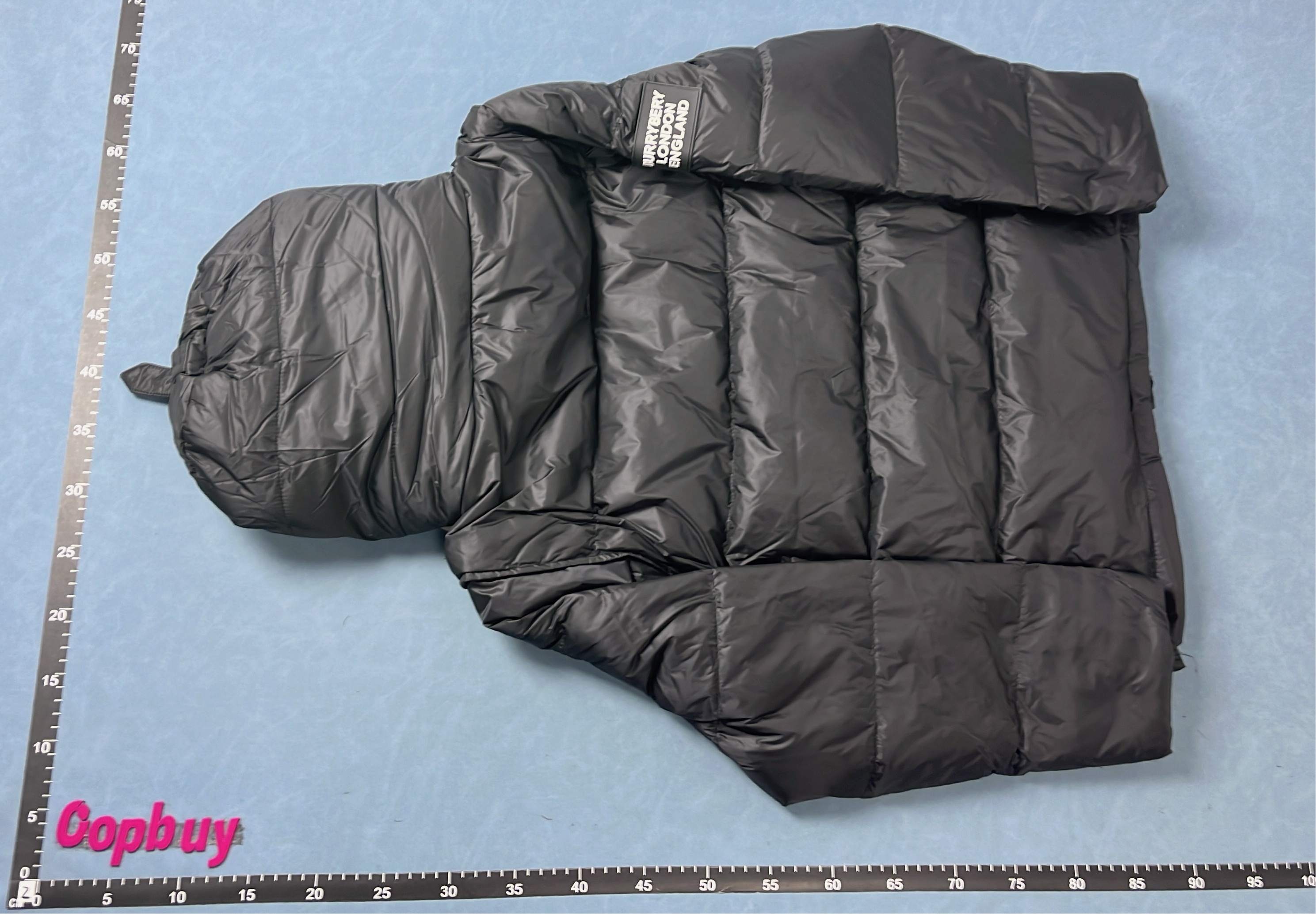 Burberry Black Down Jacket with Hood and Check Lining
