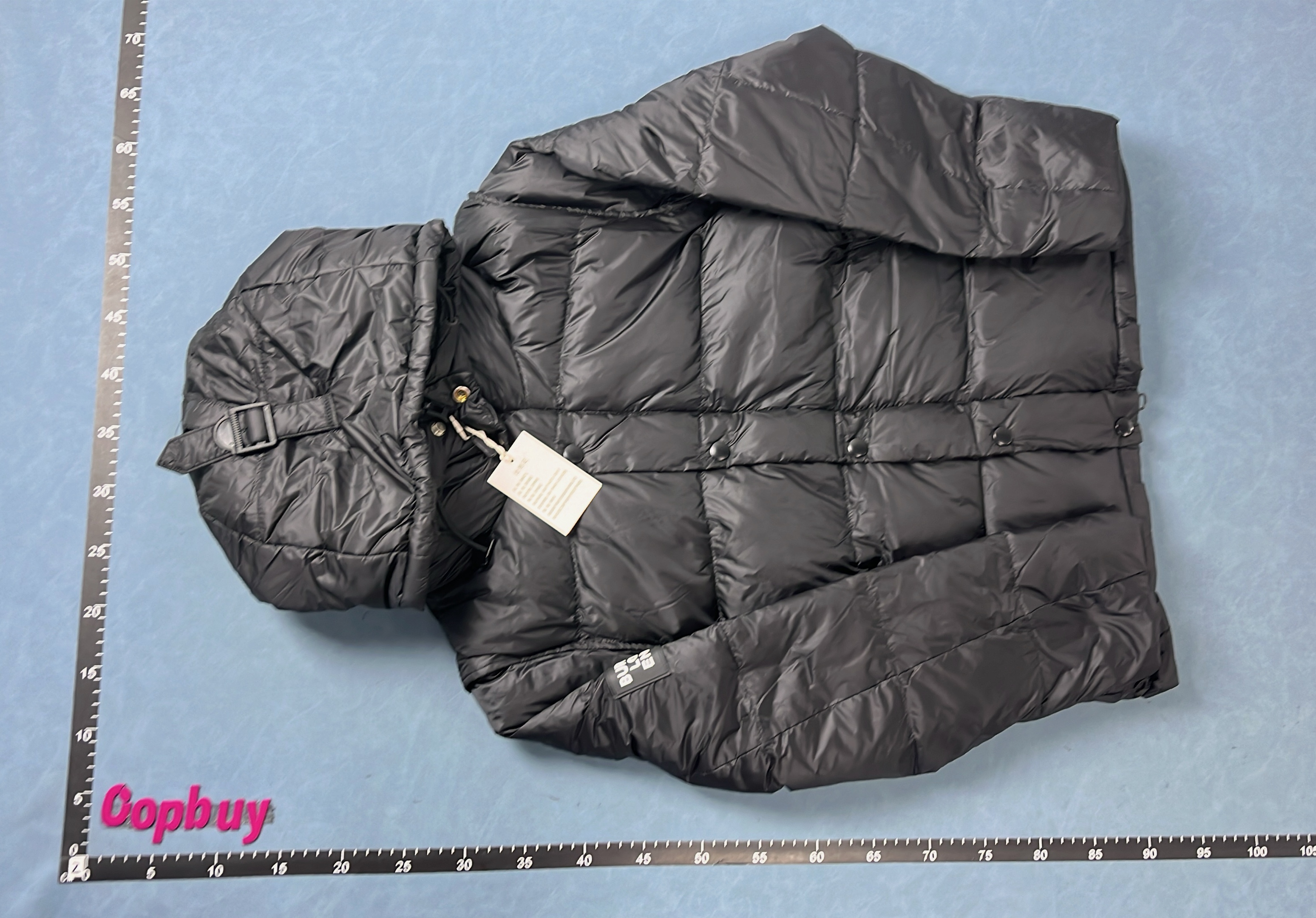 Burberry Black Down Jacket with Hood and Check Lining