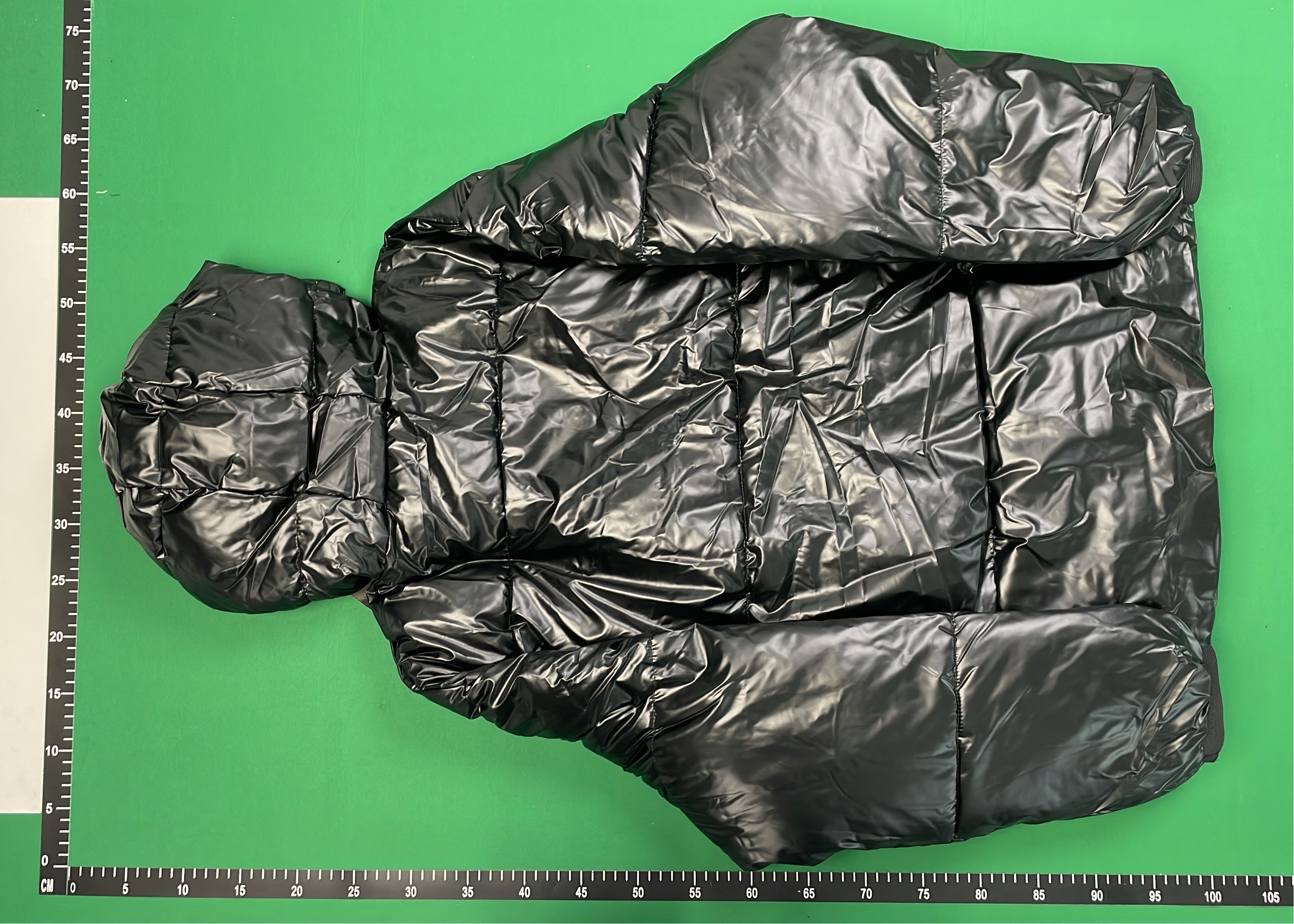 Prada Black Nylon Down Jacket with Hood and Red Logo Strip
