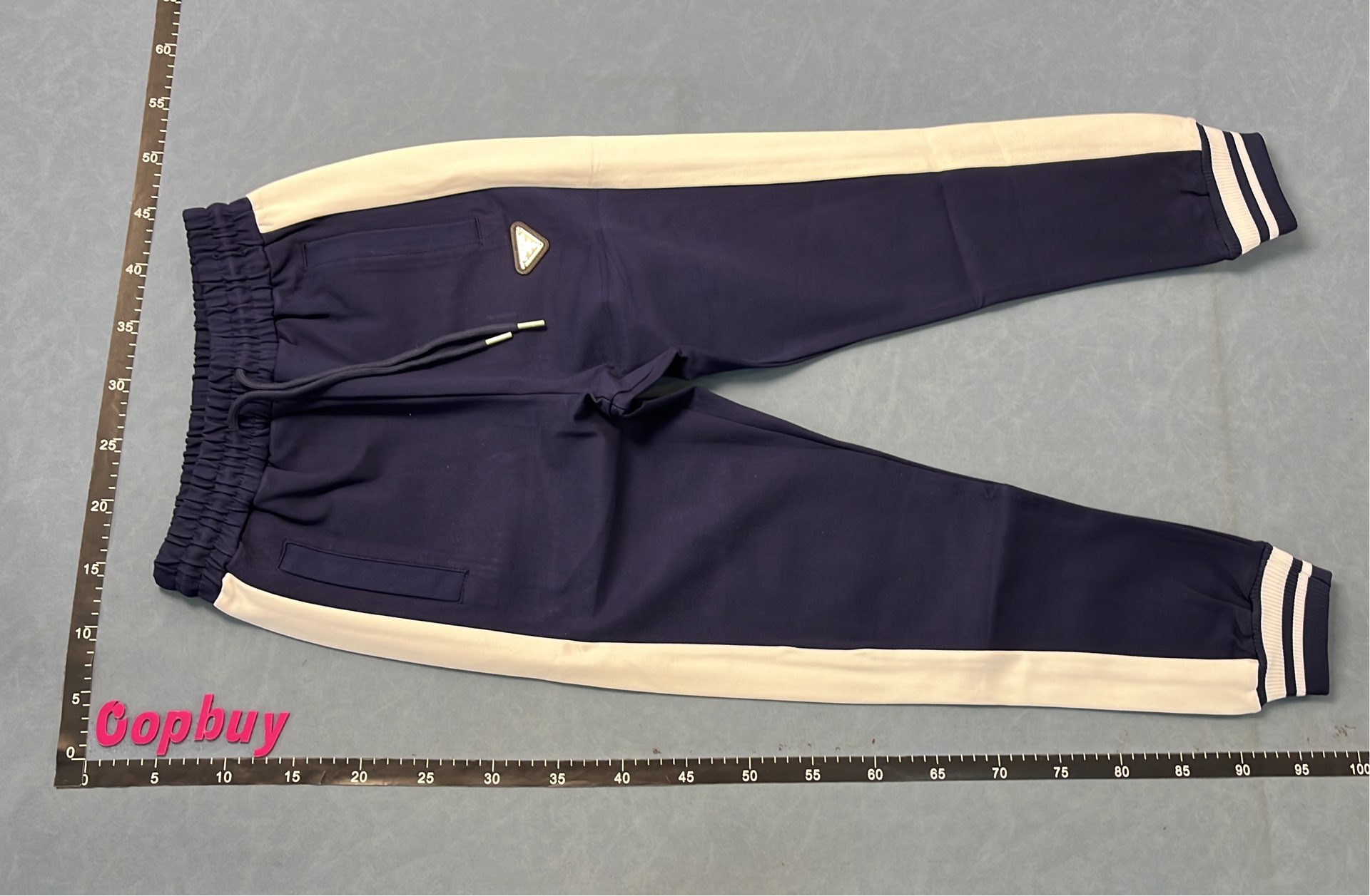 Prada Navy Blue Track Suit Set with White Stripes