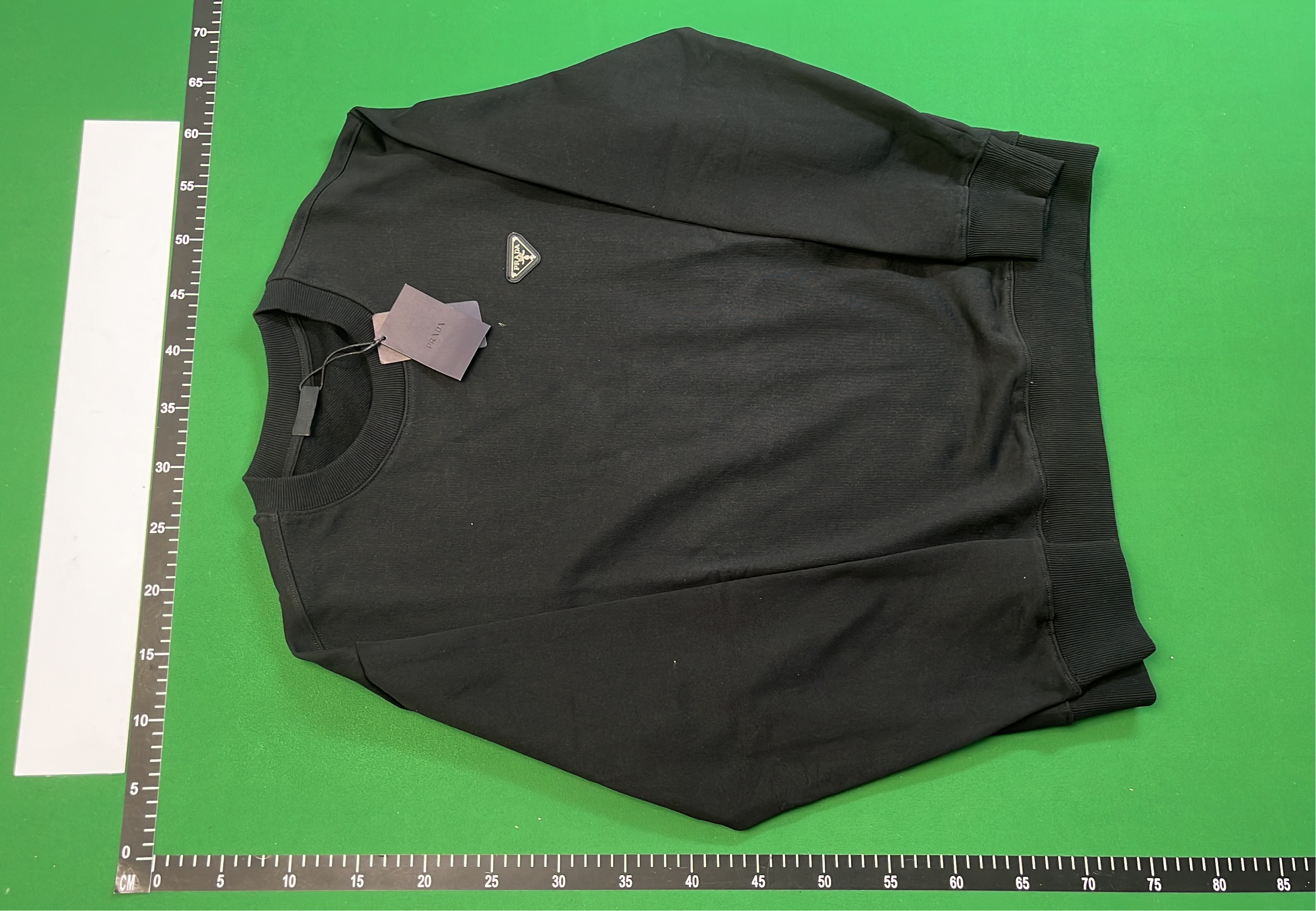Prada Black Crewneck Sweatshirt with Logo Patch