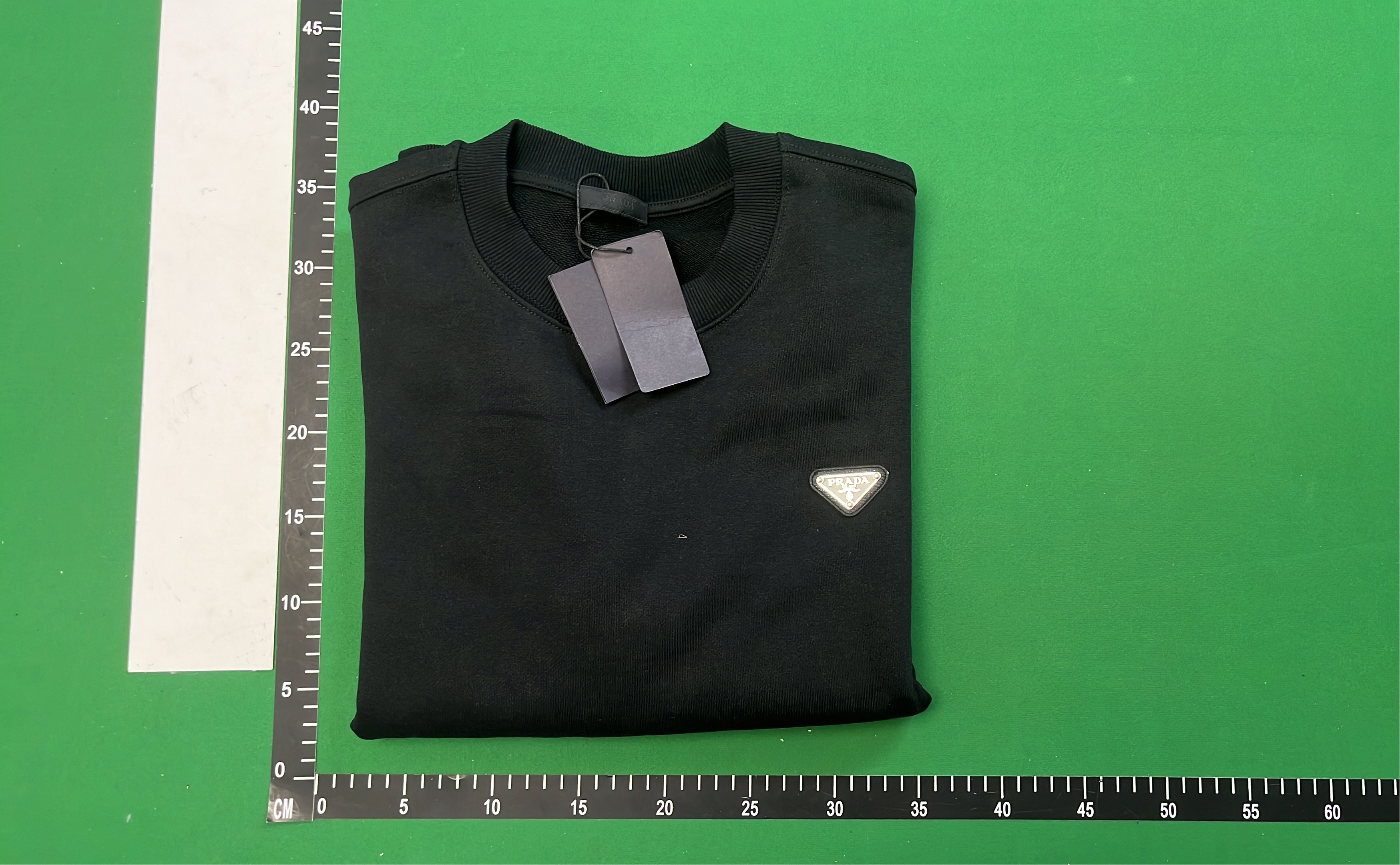 Prada Black Crewneck Sweatshirt with Logo Patch