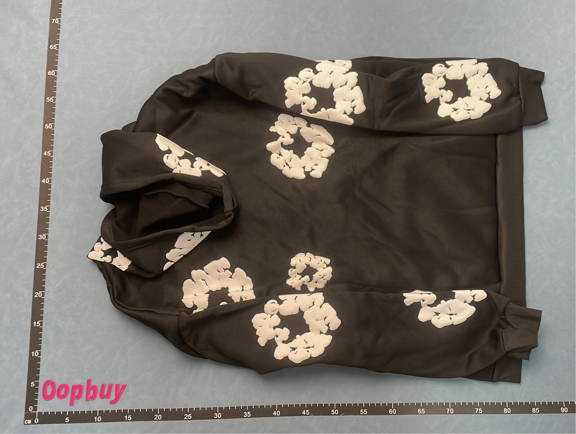 Black Hoodie with White Floral Pattern Print