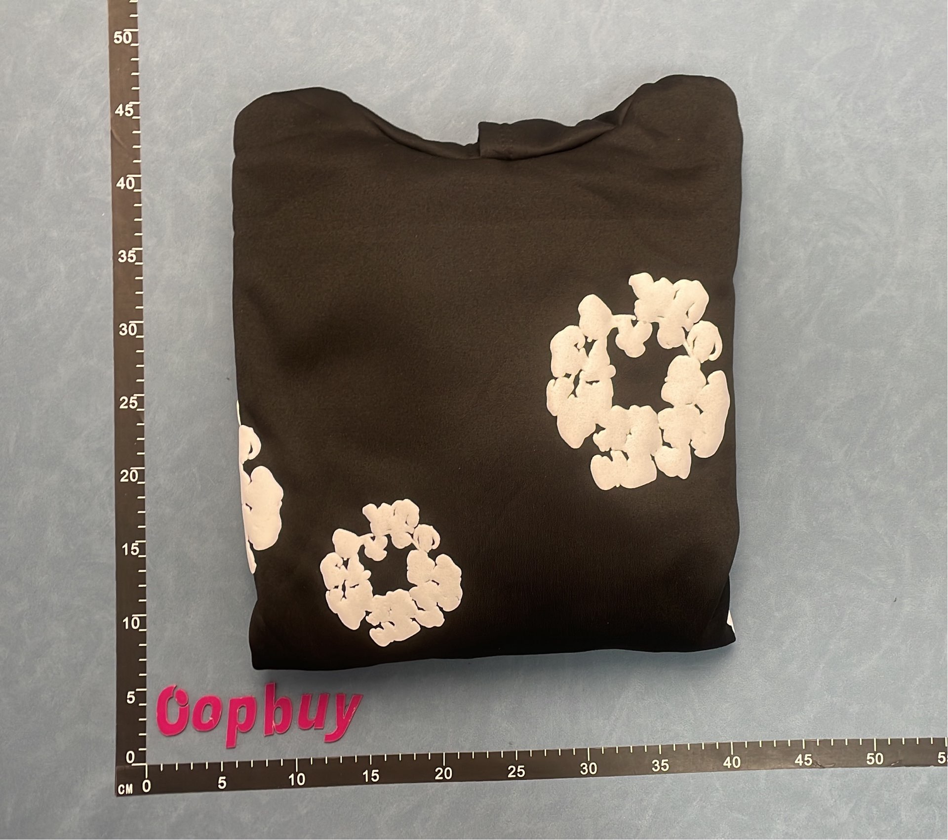 Black Hoodie with White Floral Pattern Print