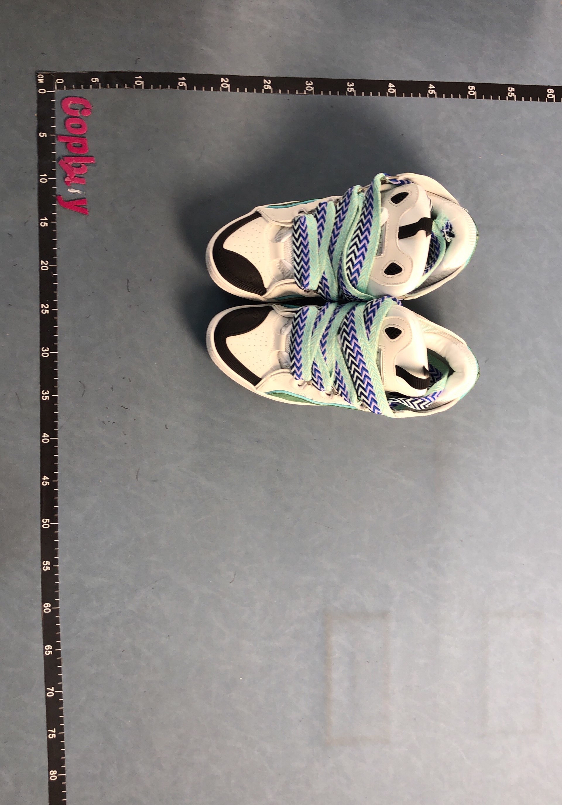 Tiffany & Co. Gray and Blue Sneakers with Chevron Laces