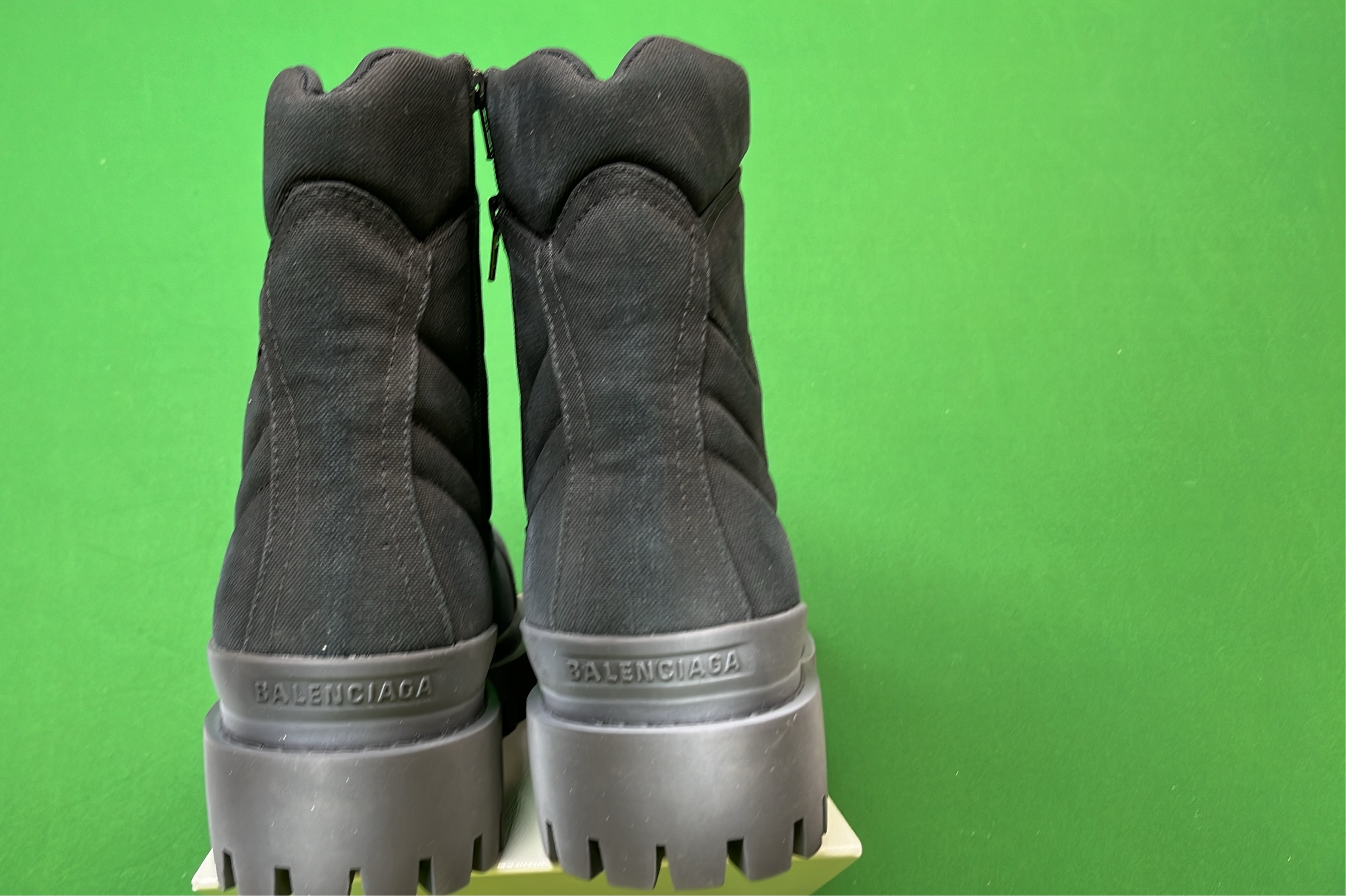 Balenciaga Black Worker Boots with Distressed Design