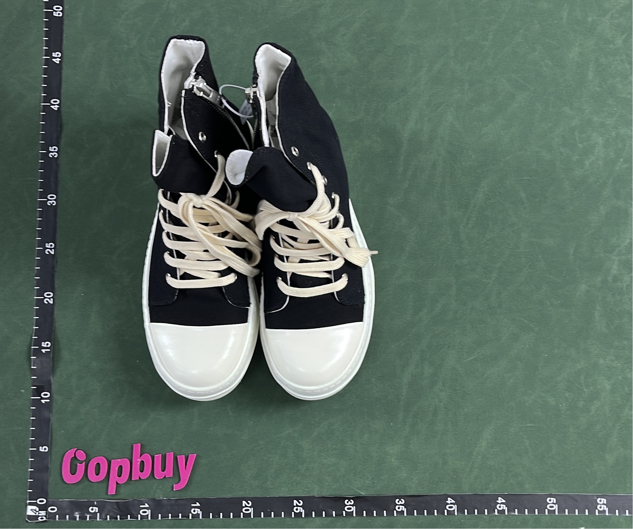 Black High Top Canvas Sneakers with White Sole and Zipper