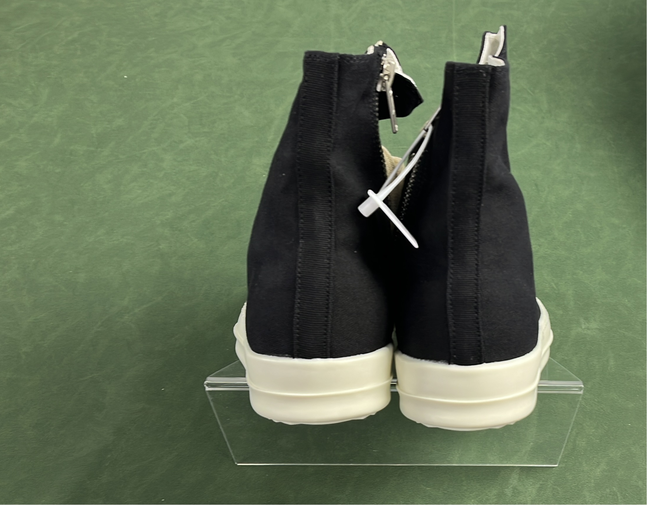 Black High Top Canvas Sneakers with White Sole and Zipper