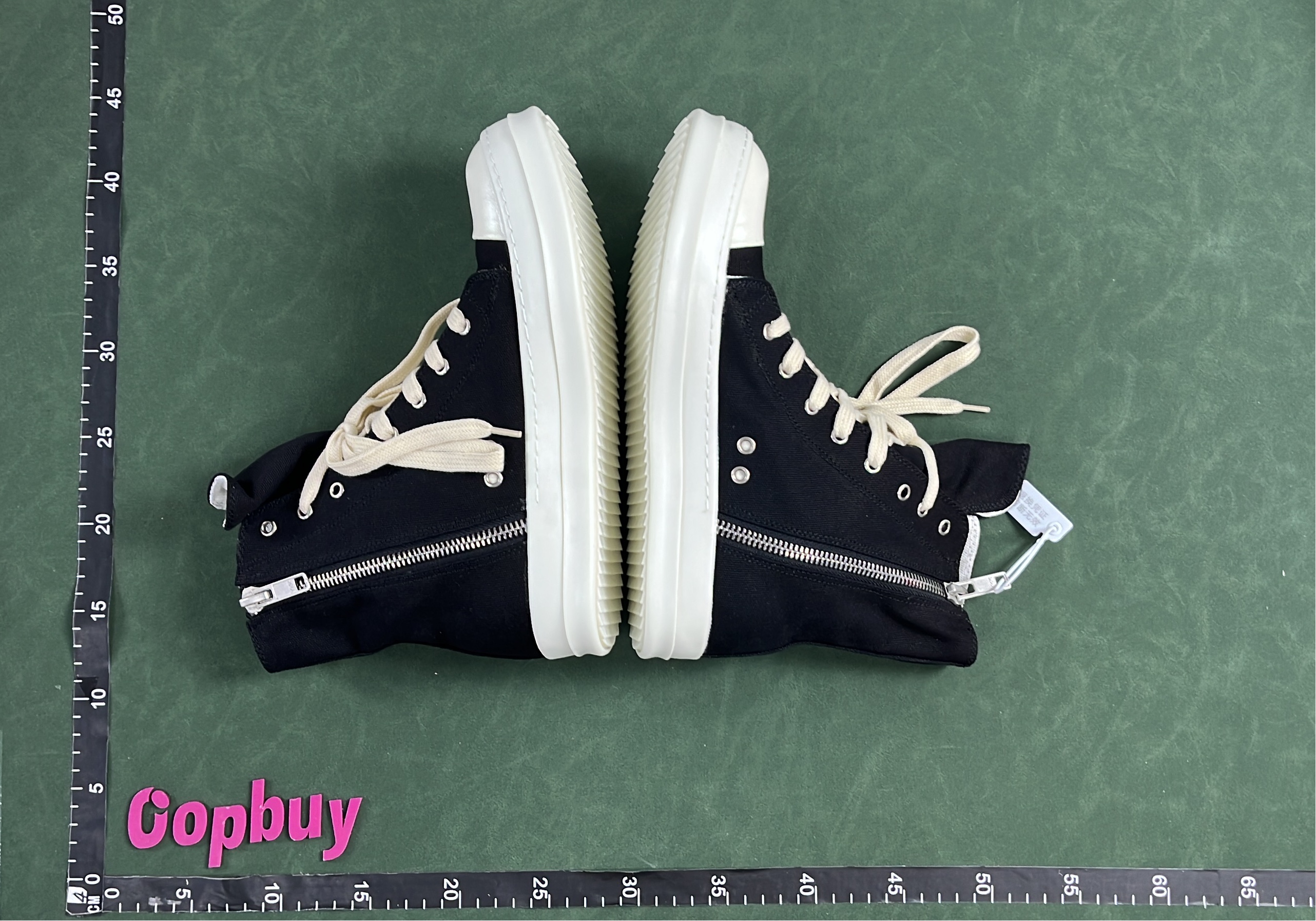 Black High Top Canvas Sneakers with White Sole and Zipper