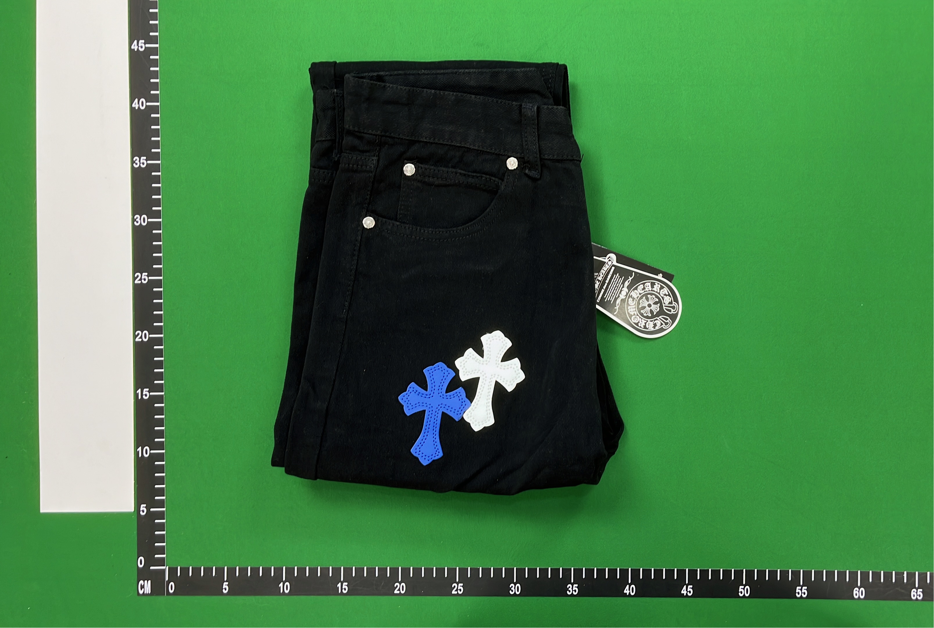 Denim Jacket with Cross Pattern Embroidery