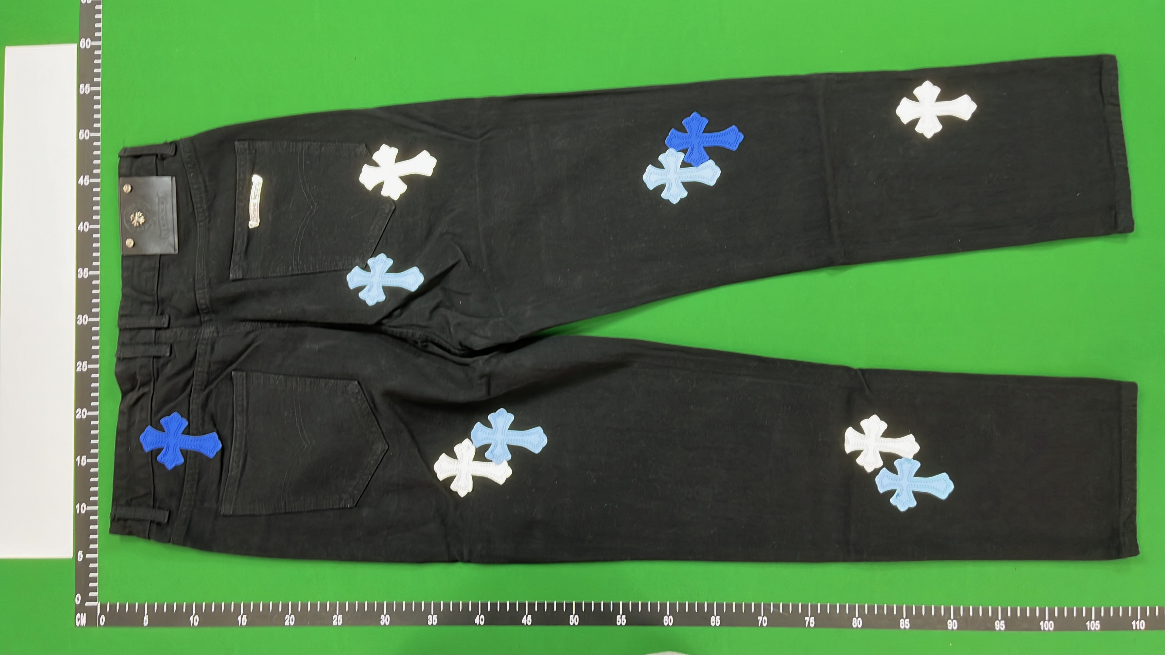 Denim Jacket with Cross Pattern Embroidery