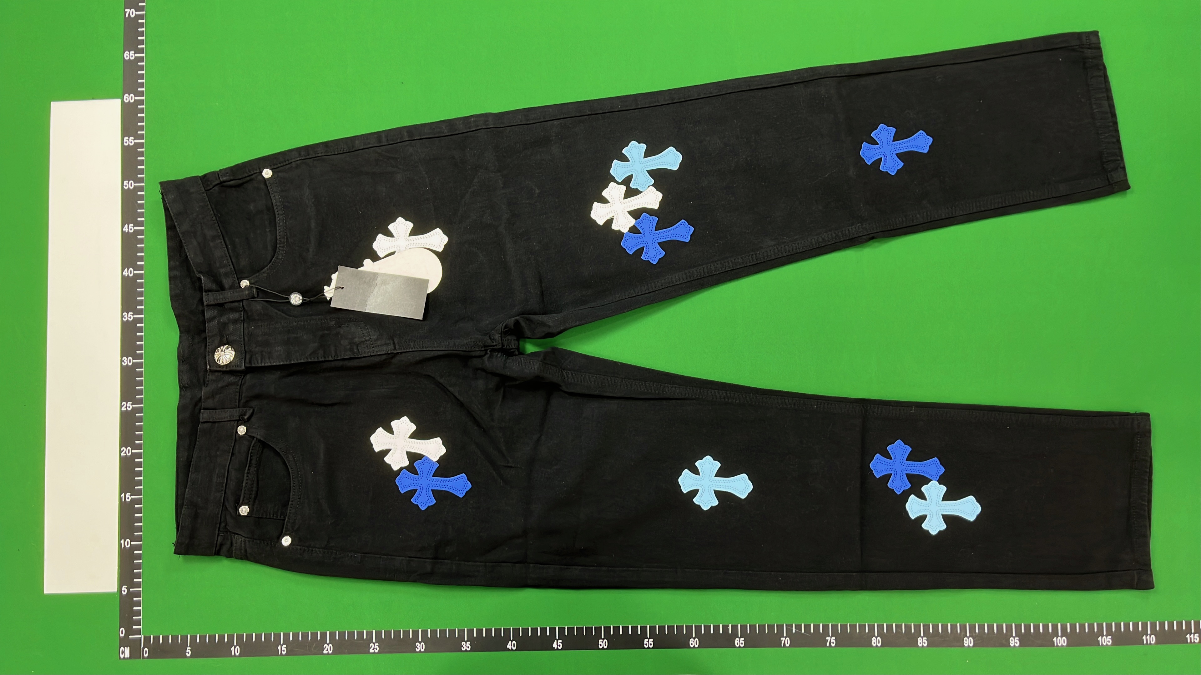 Denim Jacket with Cross Pattern Embroidery