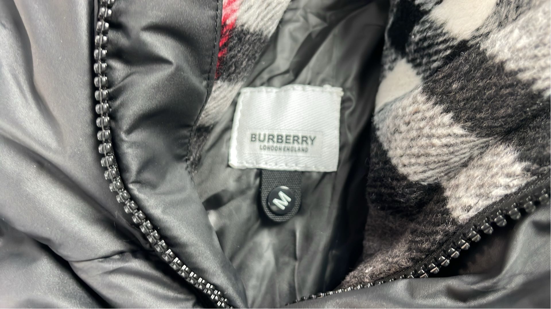 Burberry Black Puffer Vest with Hooded Plaid Lining