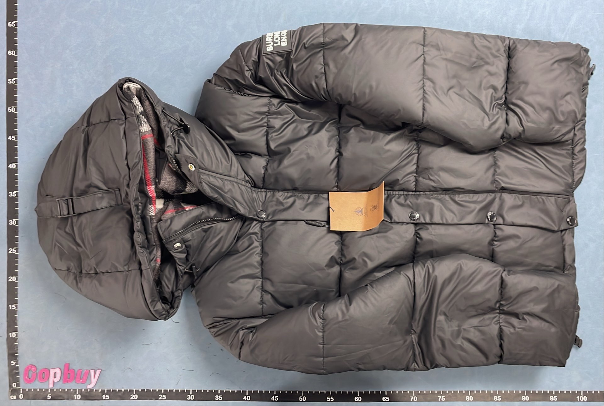 Burberry Black Puffer Vest with Hooded Plaid Lining