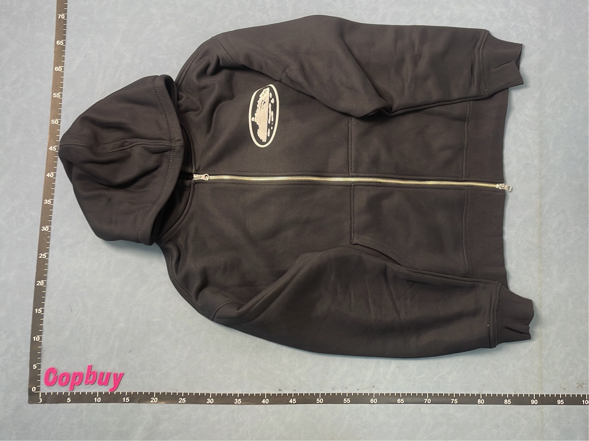 Black Zip-Up Hoodie with Minimal Logo Design