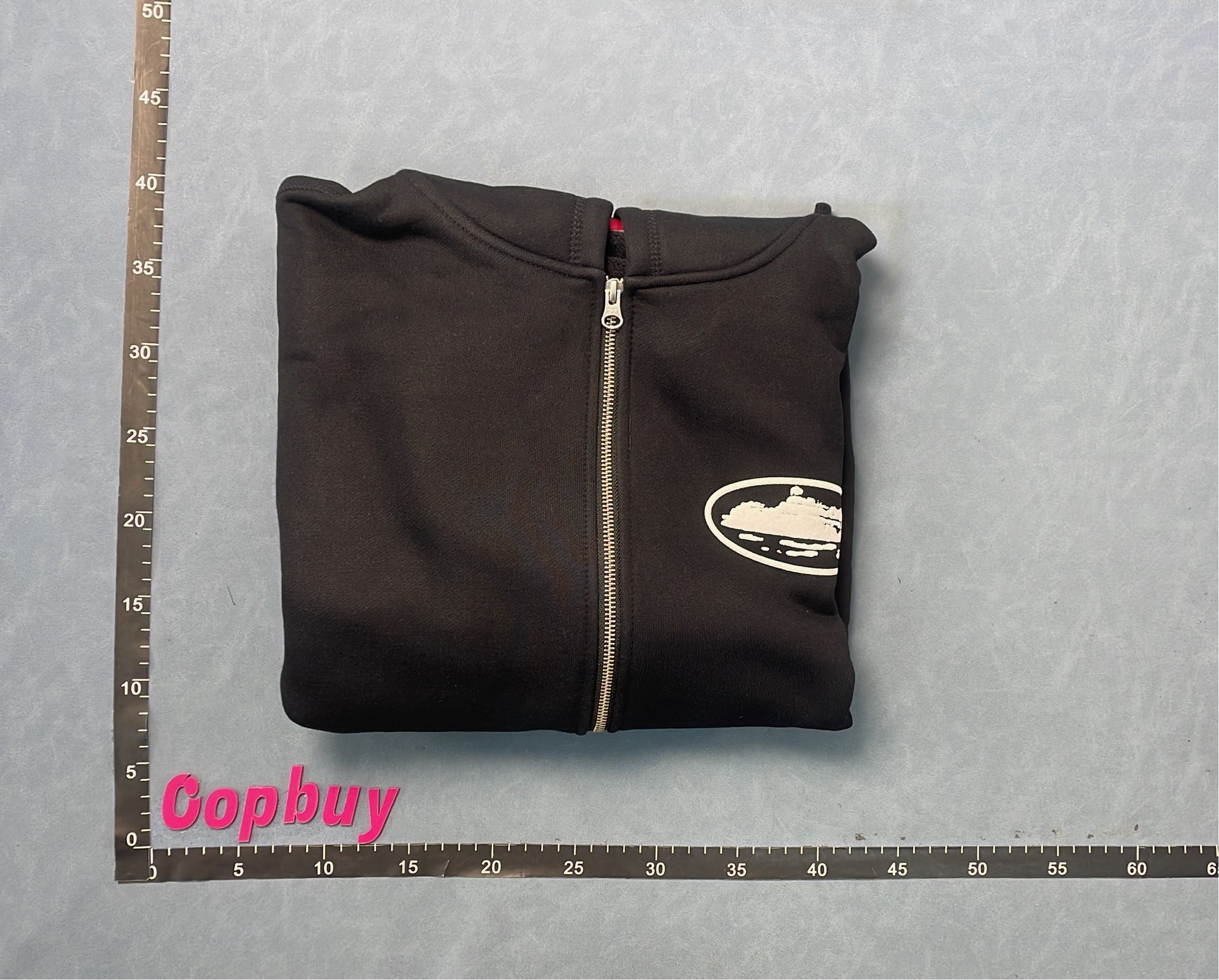Black Zip-Up Hoodie with Minimal Logo Design