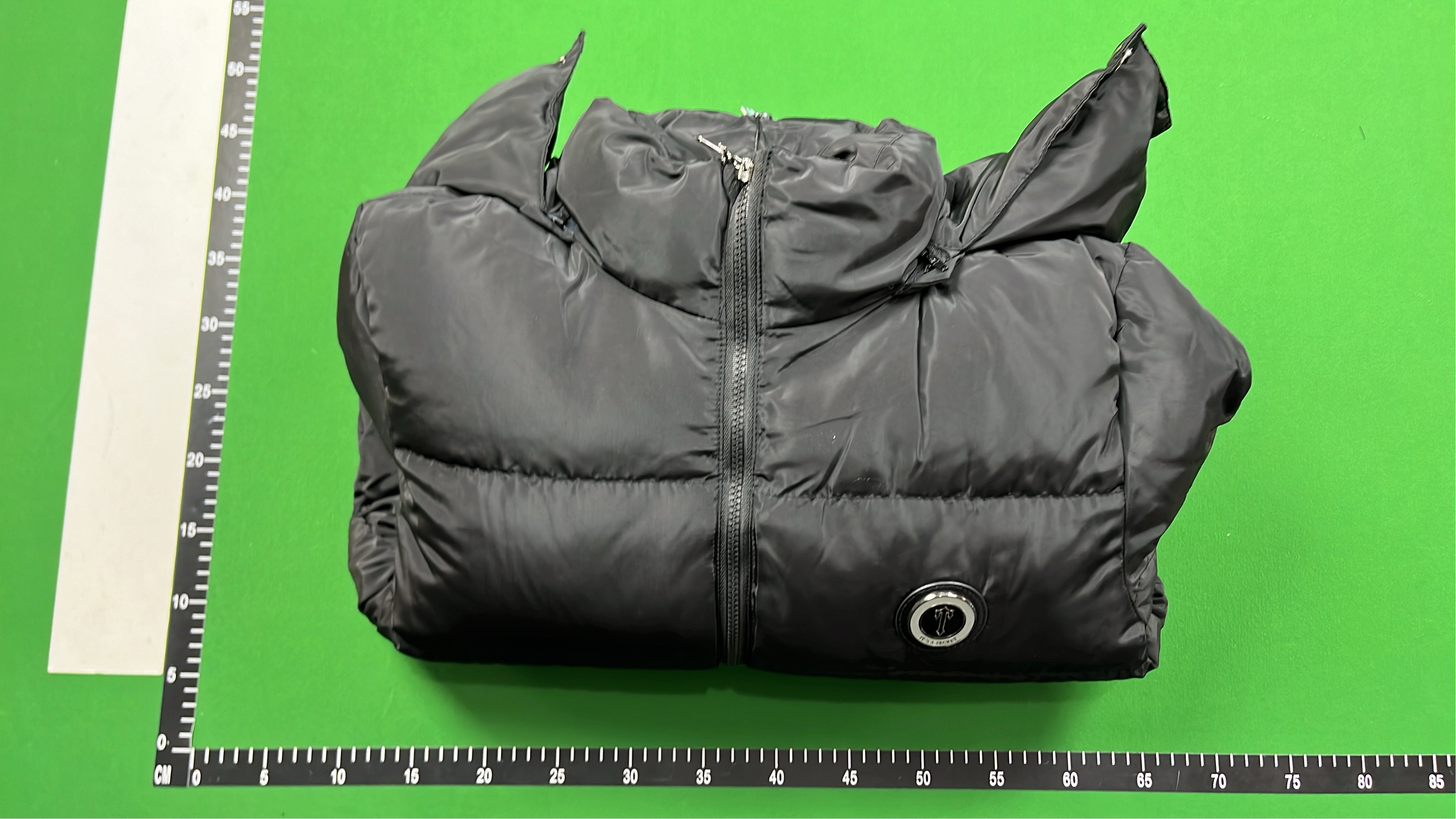 TRAPSTAR Black Puffer Jacket with Gothic Lettering