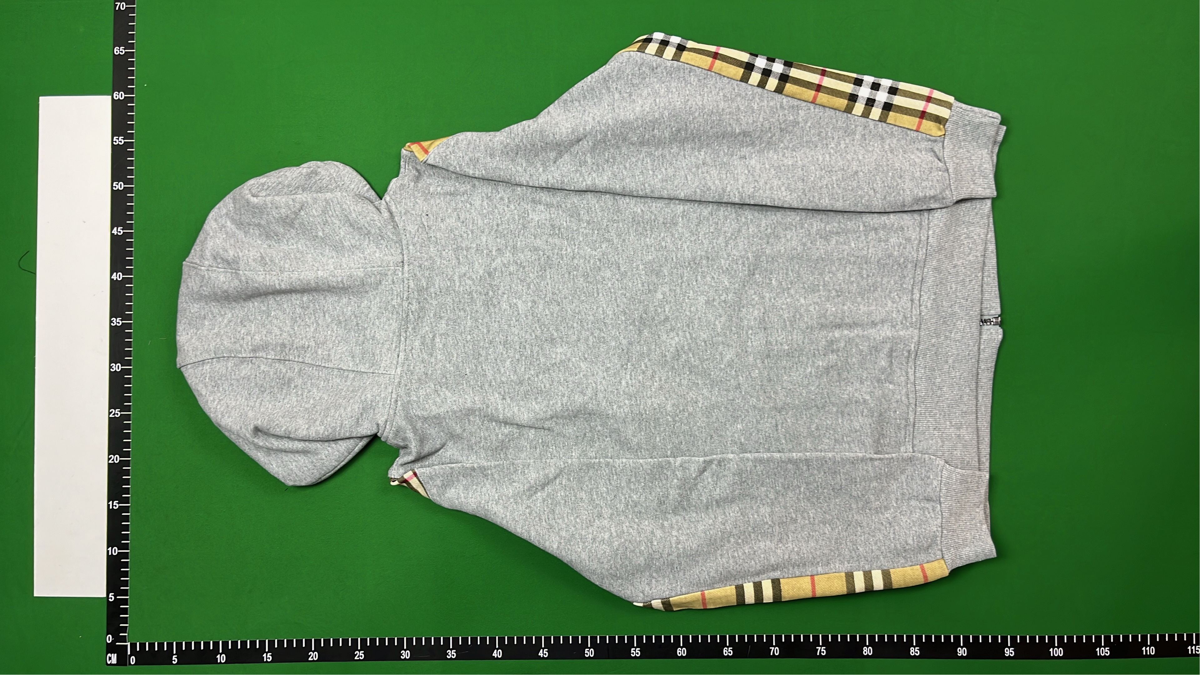 Black Hoodie with Iconic Check Pattern Sleeves