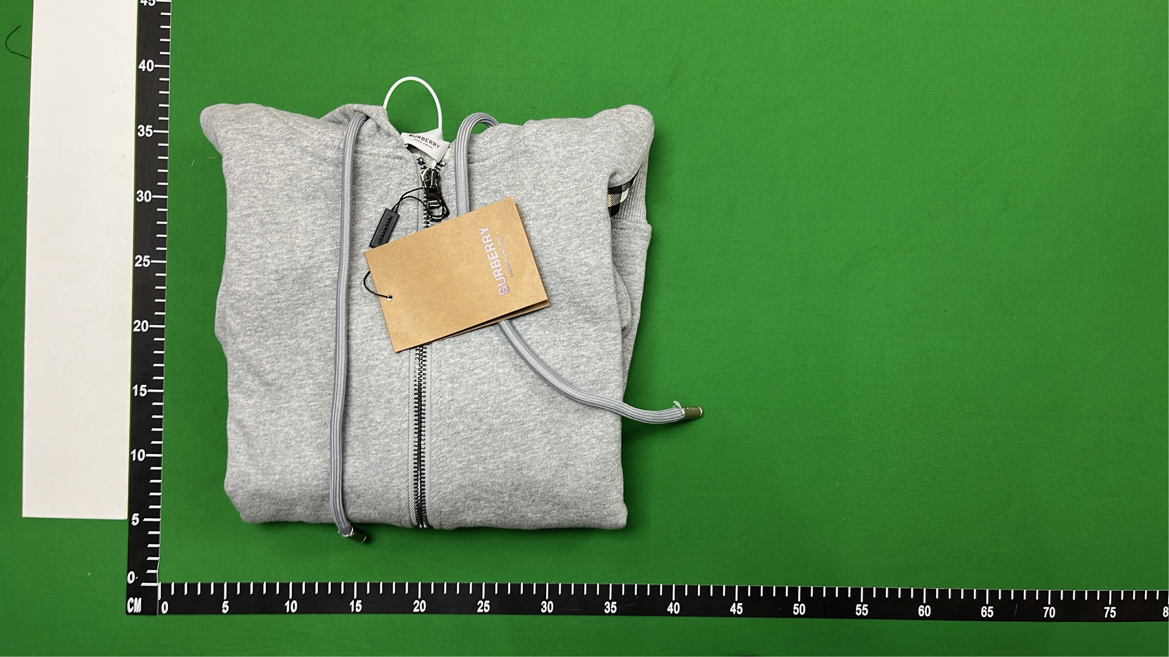 Black Hoodie with Iconic Check Pattern Sleeves