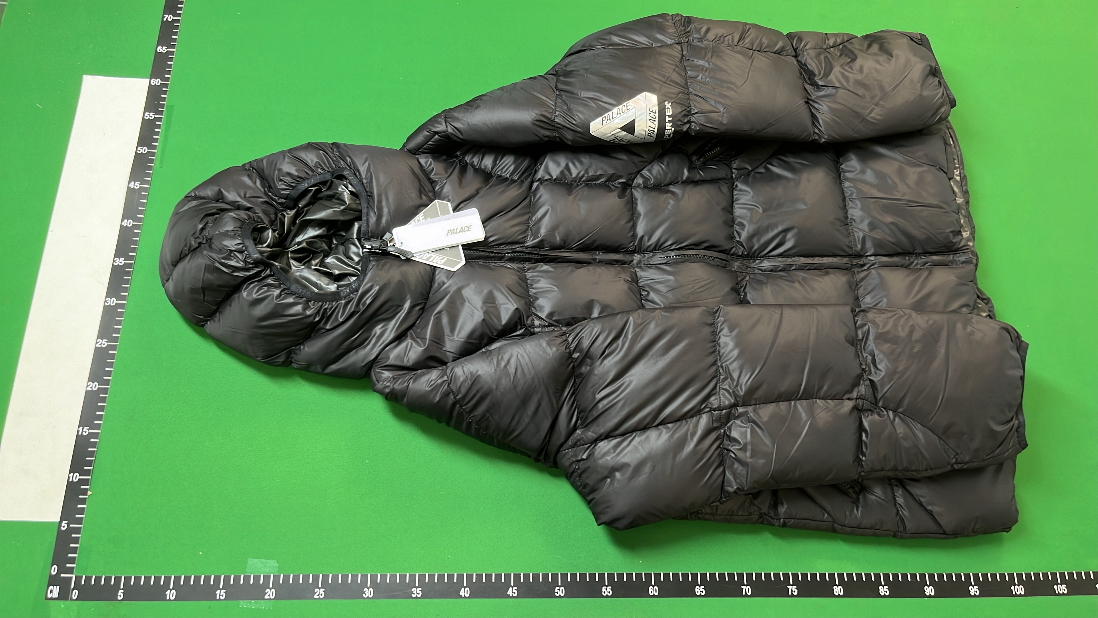 Palace Black Puffer Jacket with Hood and Logo Patch