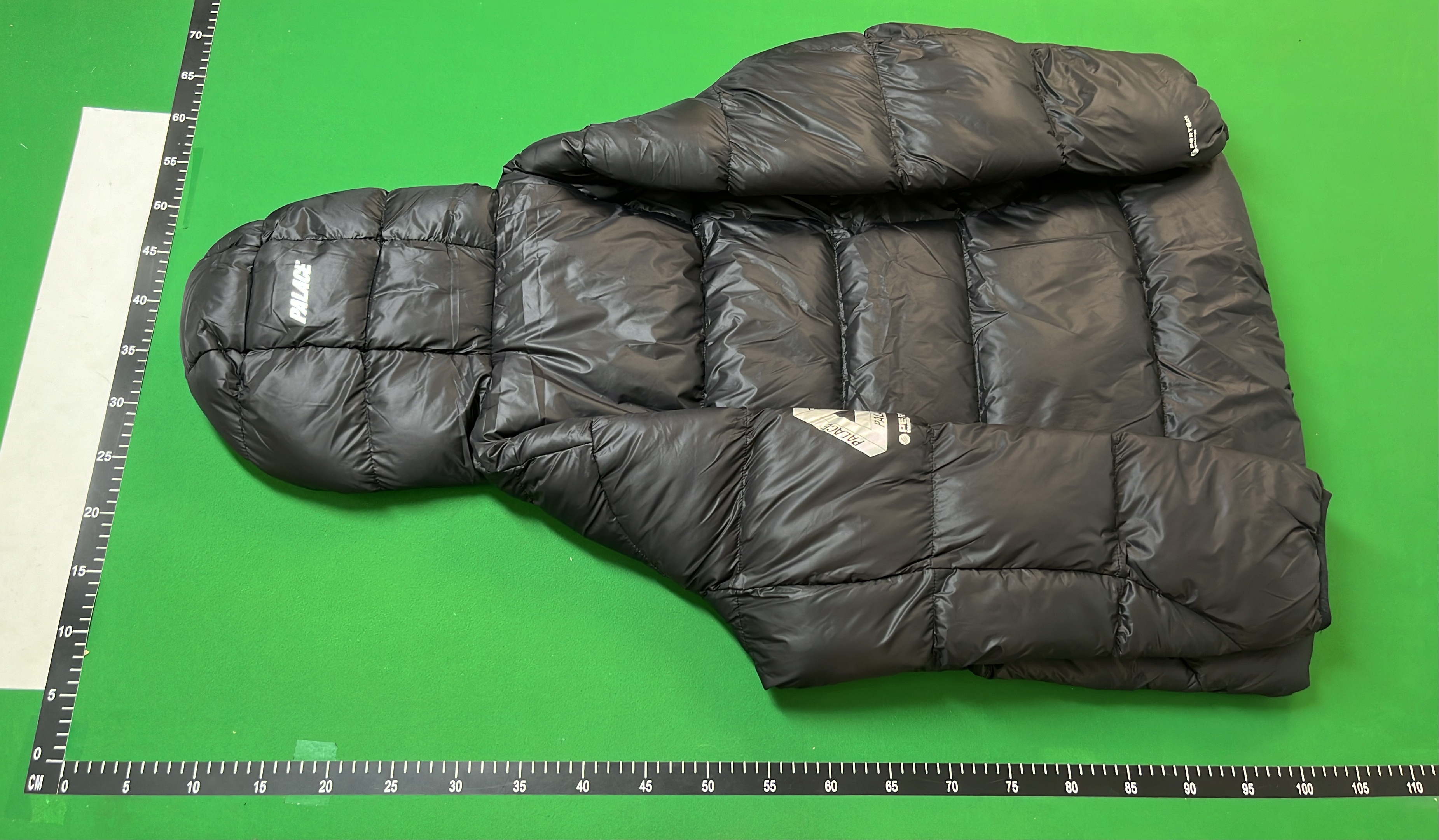 Palace Black Puffer Jacket with Hood and Logo Patch