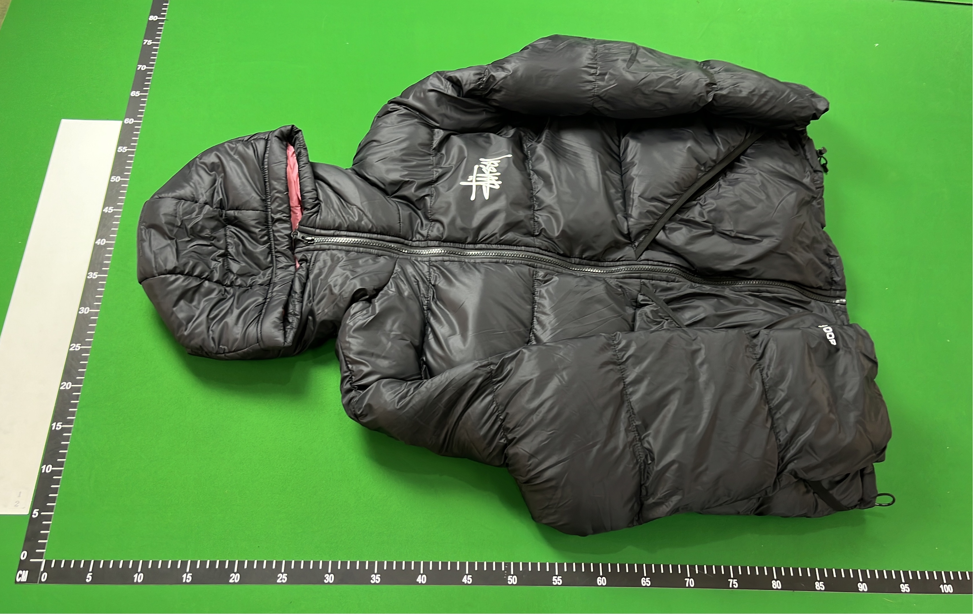 Stussy Black Puffer Jacket with Hood