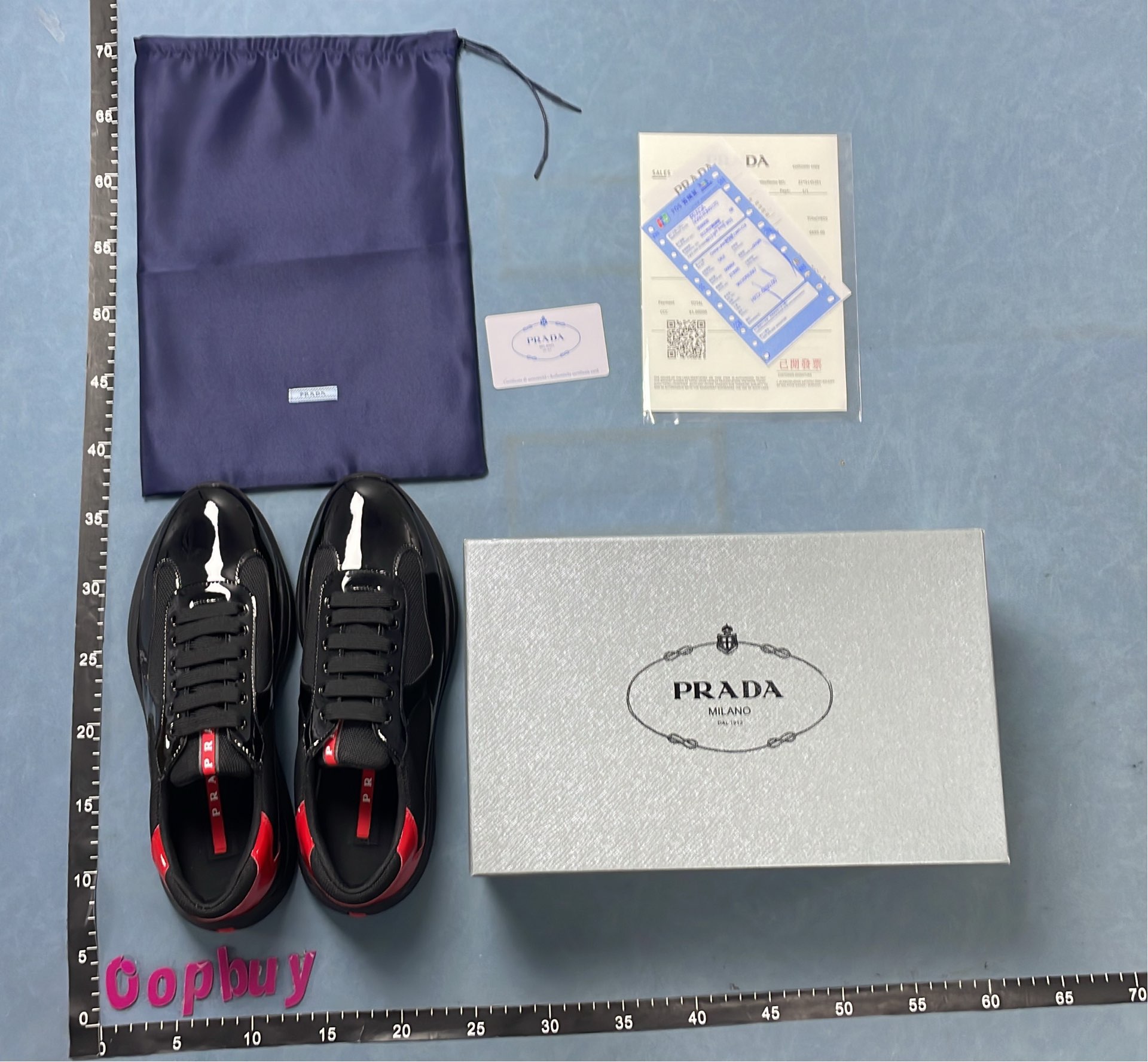 Black Patent Leather Sneakers with Red Accent