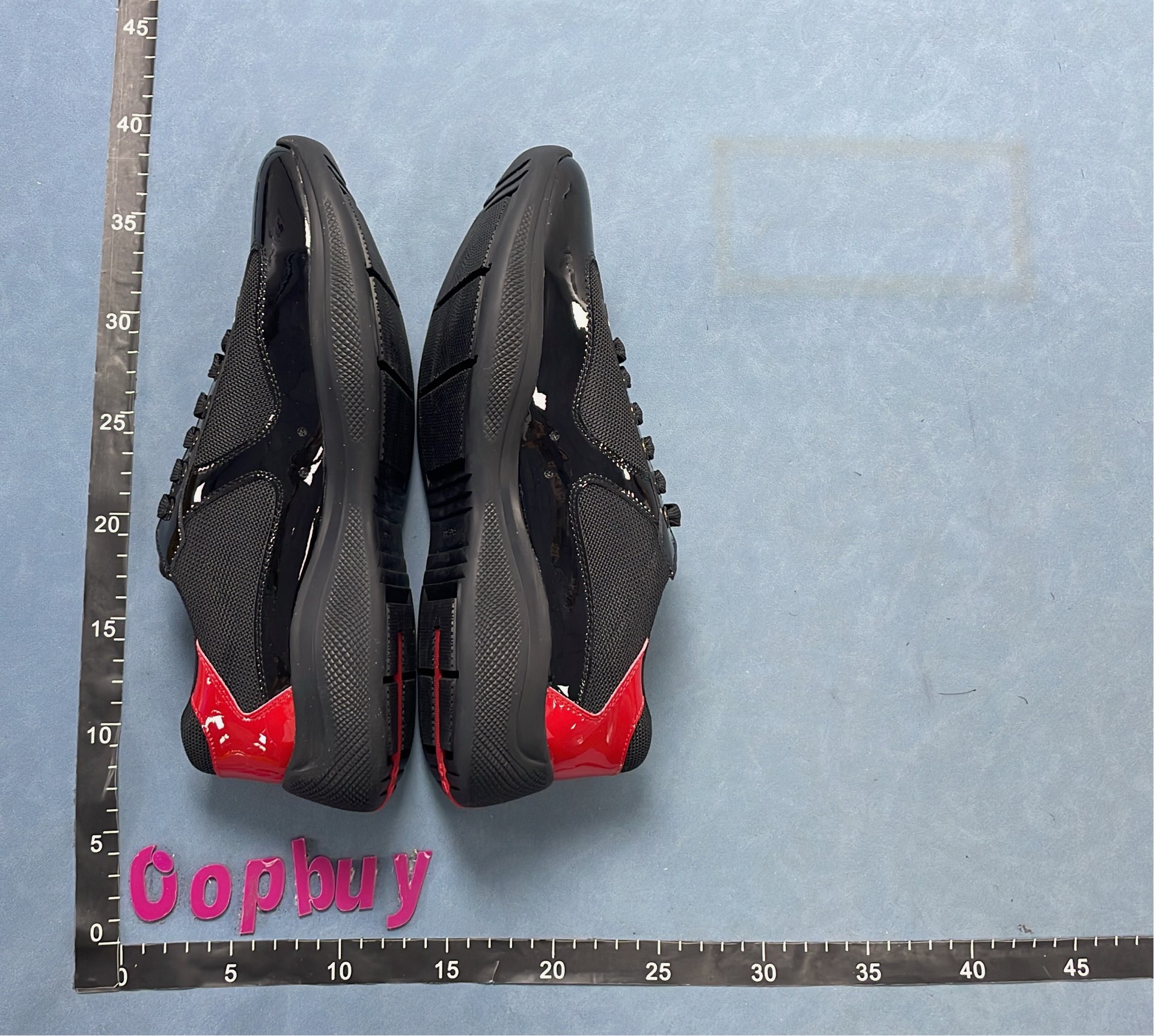 Black Patent Leather Sneakers with Red Accent