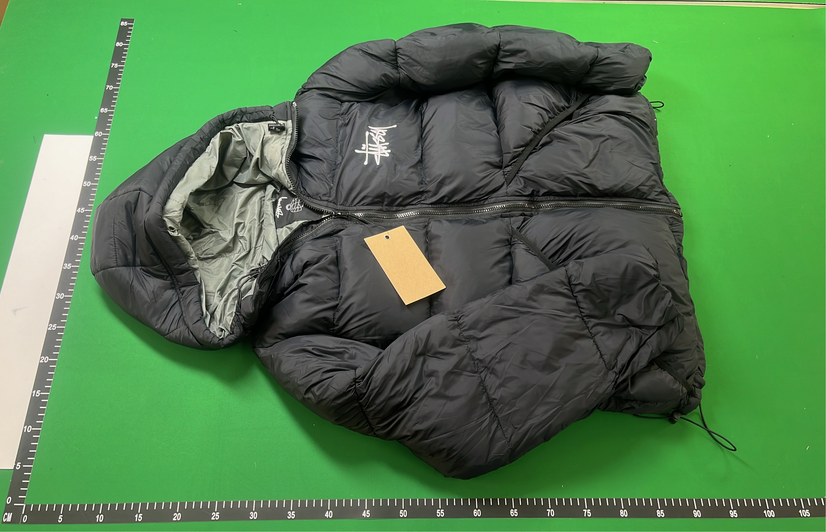 Stussy Puffer Jacket with Hood and Neon Lining