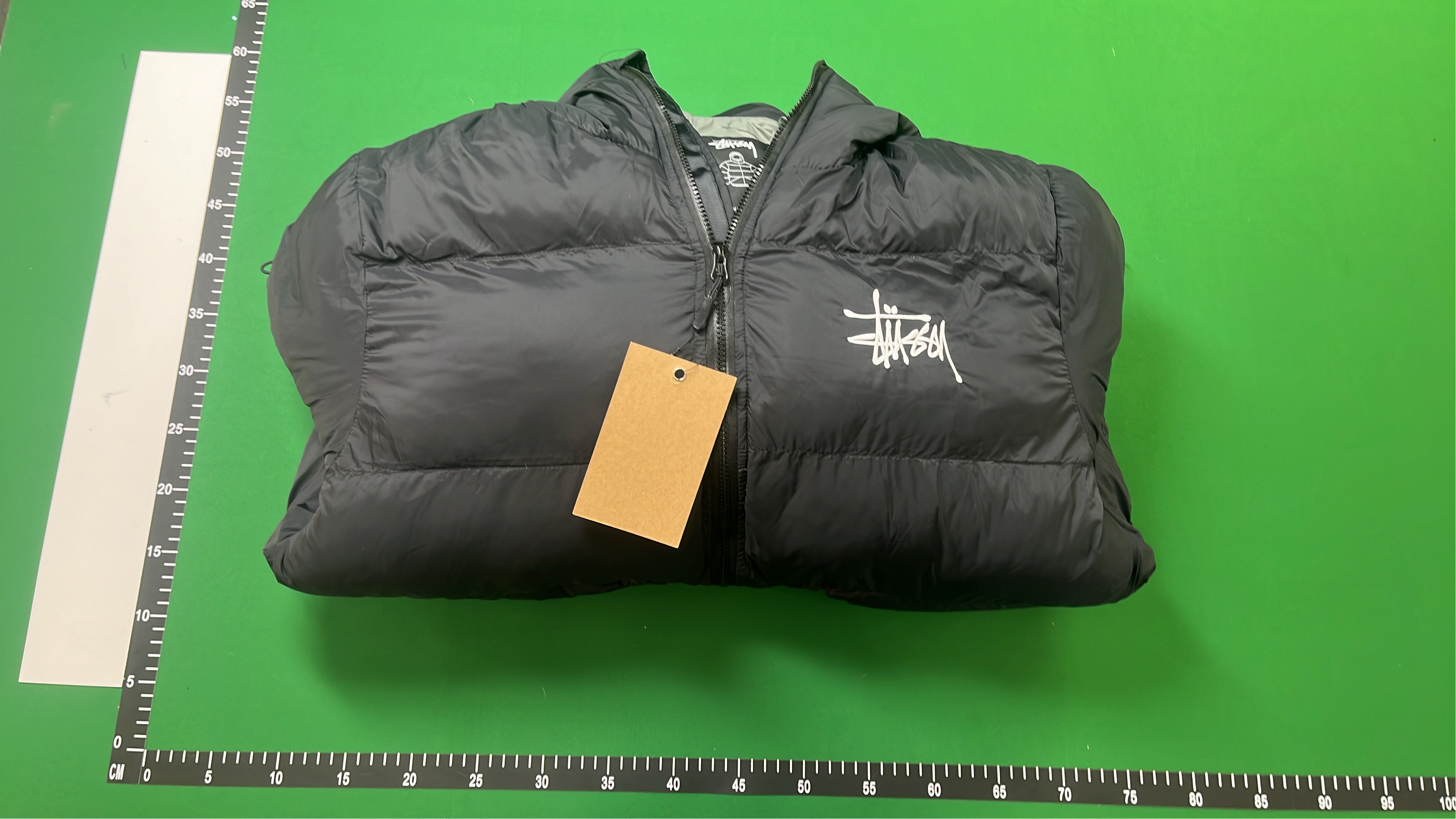 Stussy Puffer Jacket with Hood and Neon Lining