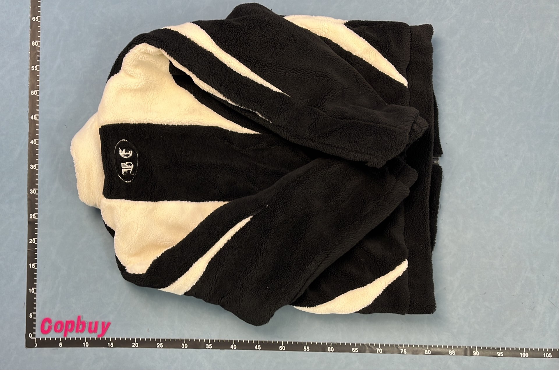 Black and White Fleece Jacket with Zipper - GLENN PRINCE