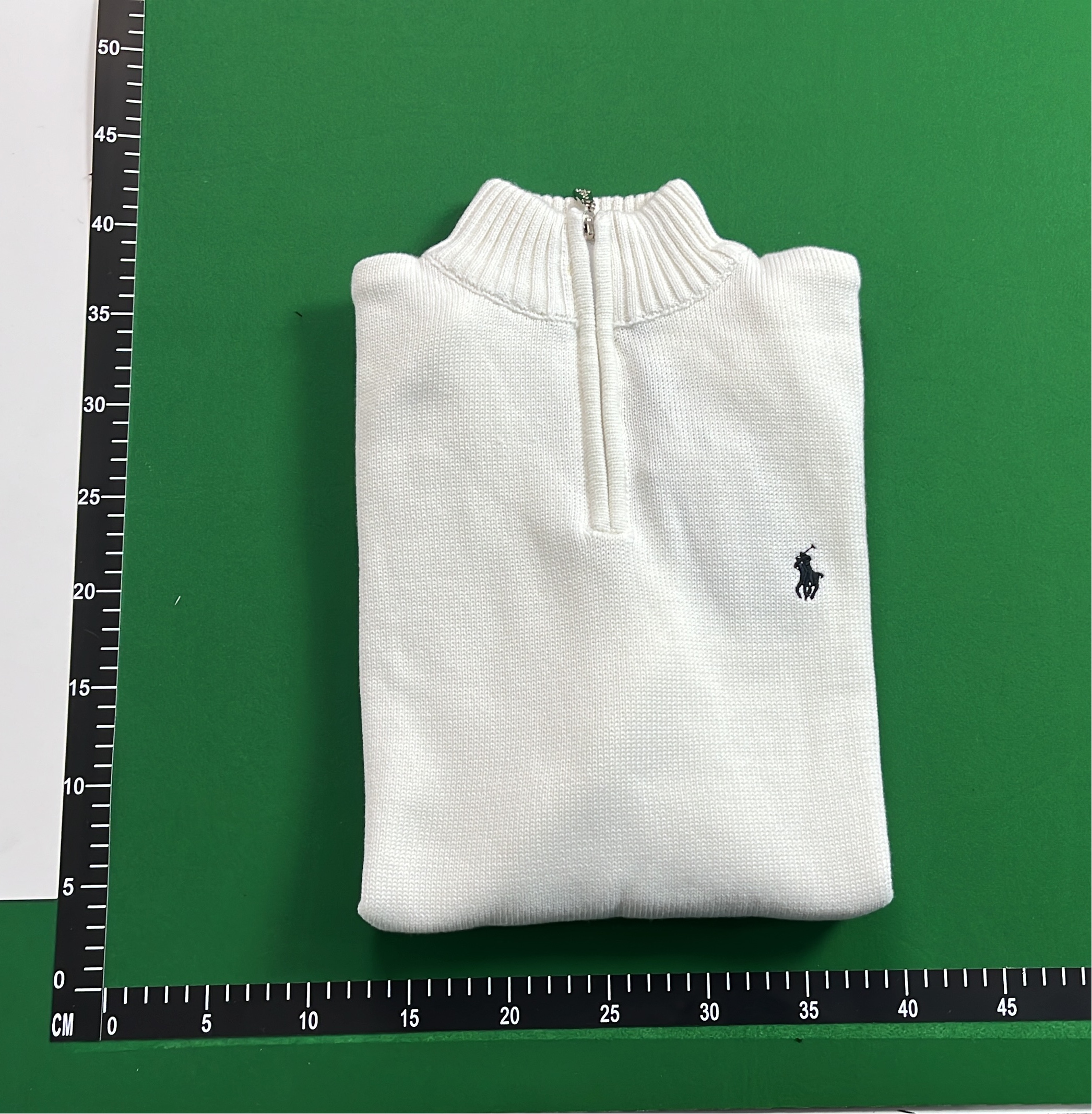 Black Half-Zip Knit Sweater with Red Pony Logo