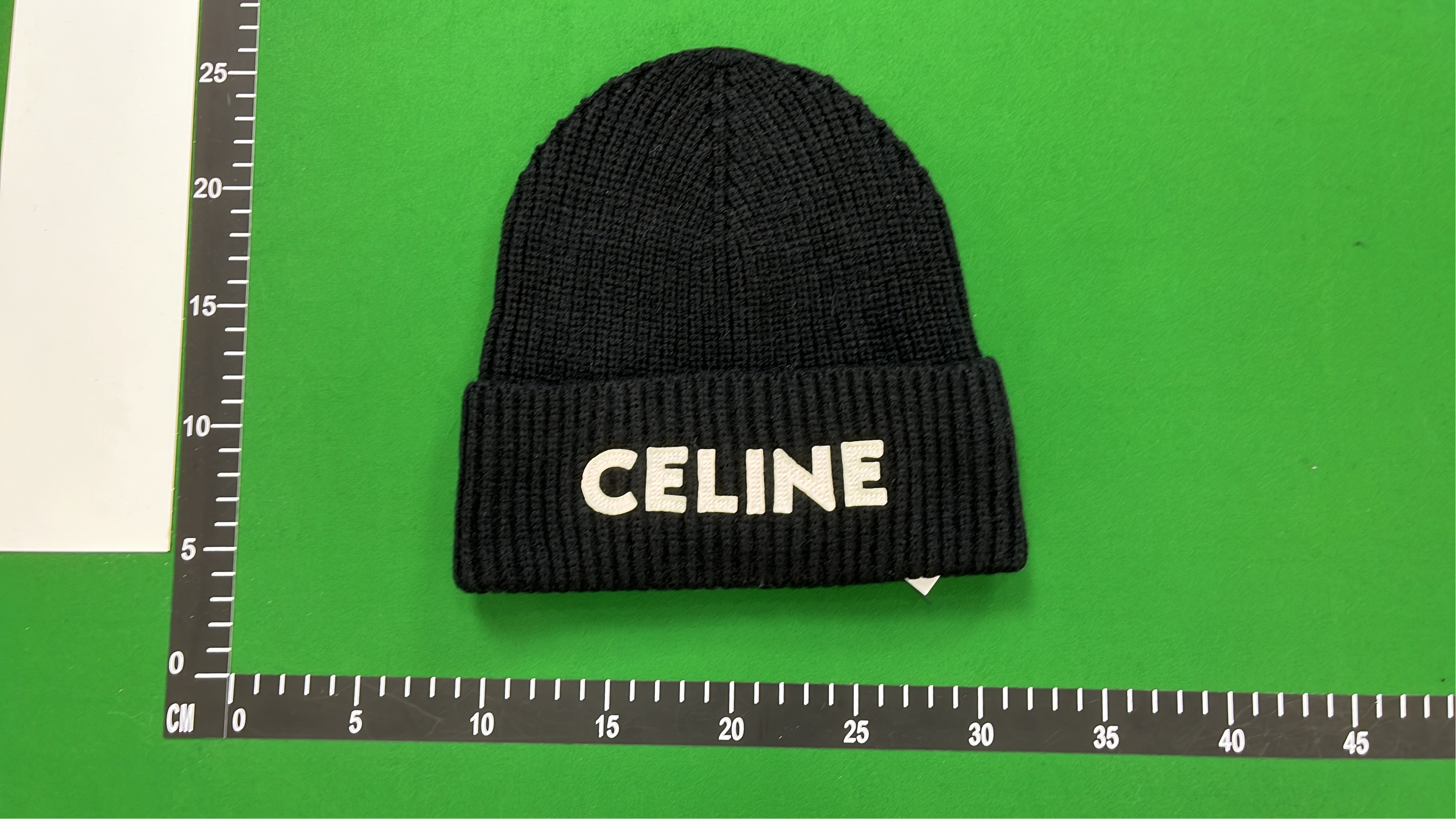 CELINE Black Knit Beanie Hat with Logo