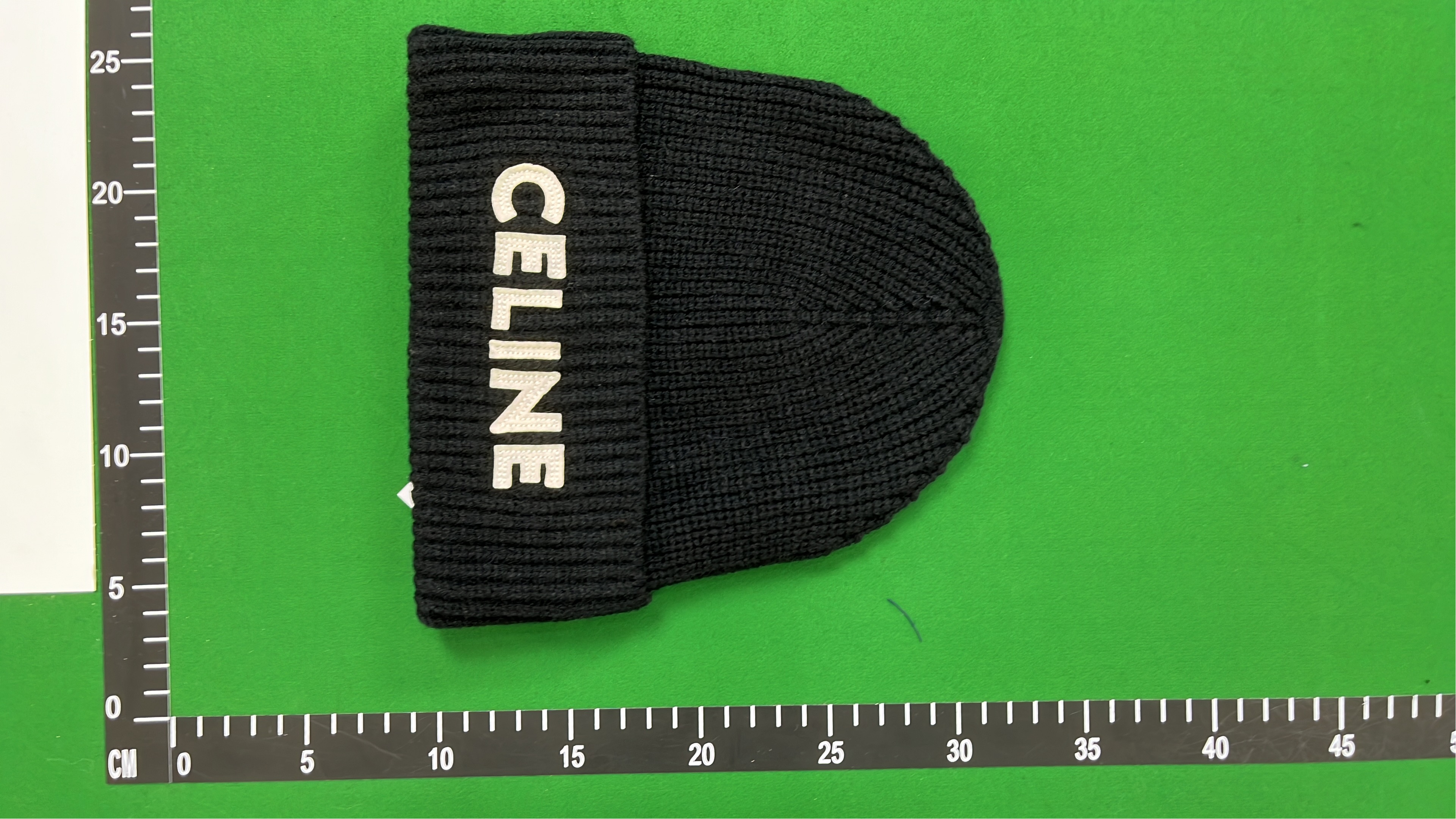 CELINE Black Knit Beanie Hat with Logo